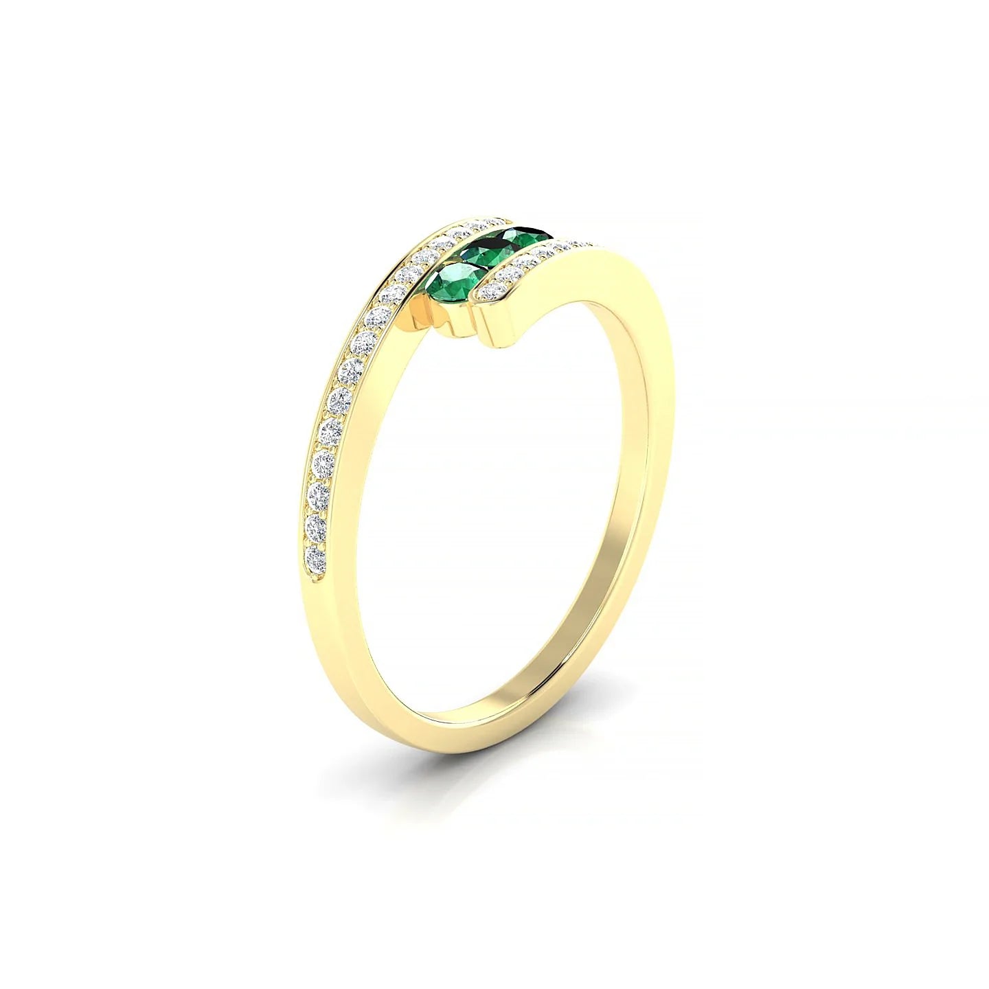 Drift | 18k Yellow Gold 2.5 mm Round Emerald Ring