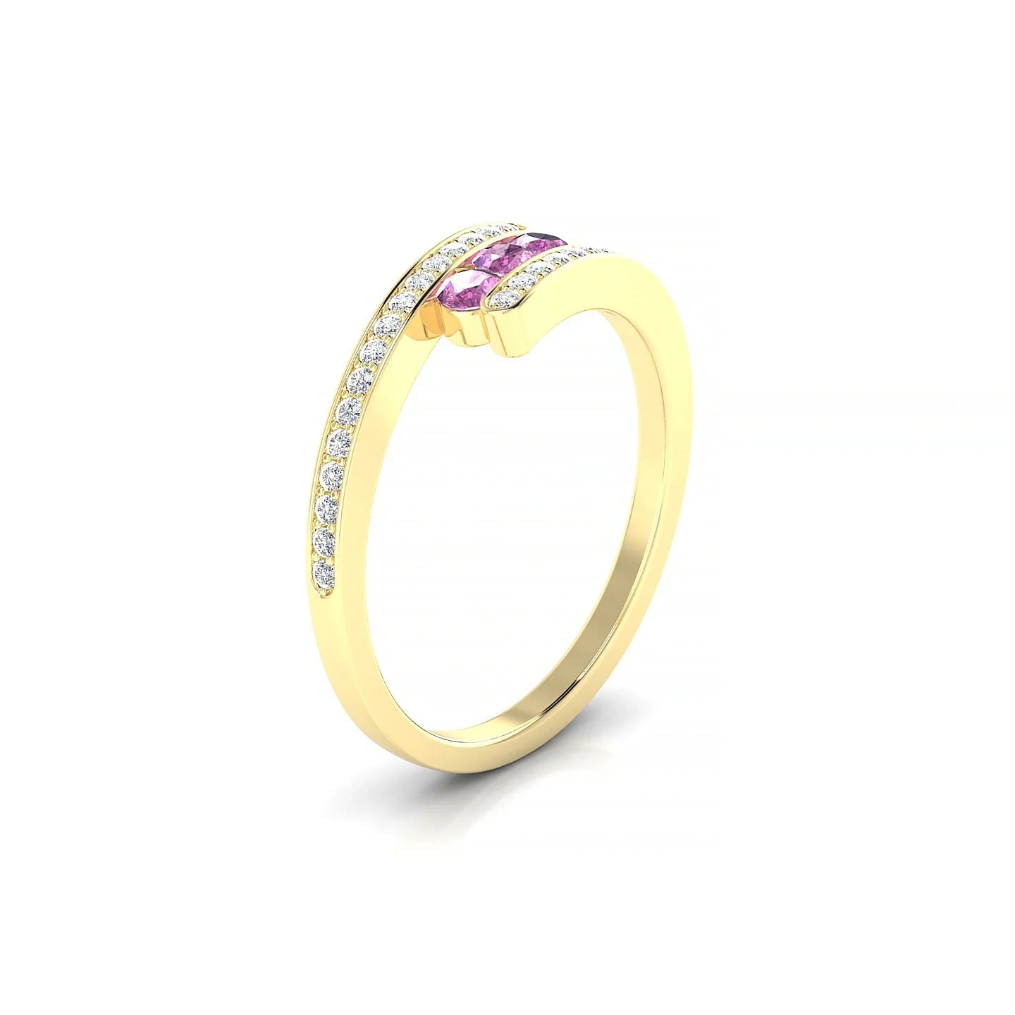 Drift | 18k Yellow Gold 2.5 mm Round Pink Sapphire Ring