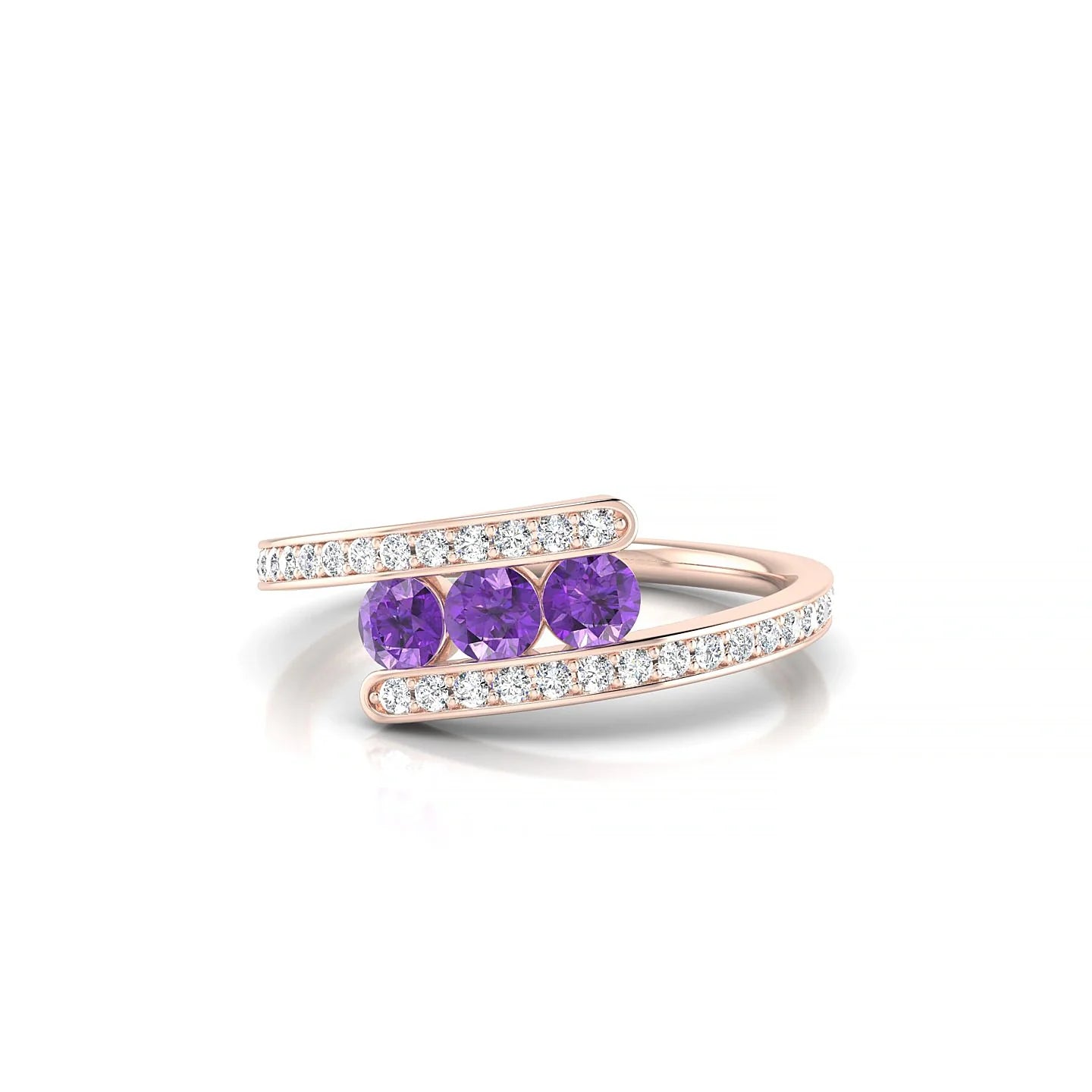 Drift | 18k Rose Gold 3 mm Round Amethyst Ring