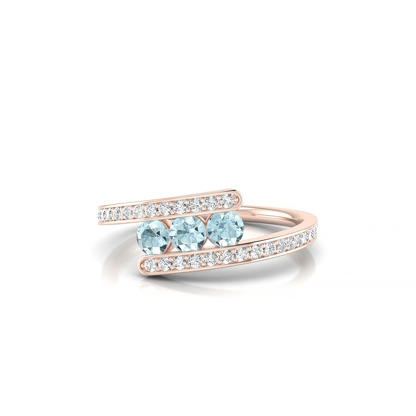 Drift | 18k Rose Gold 3 mm Round Aquamarine Ring