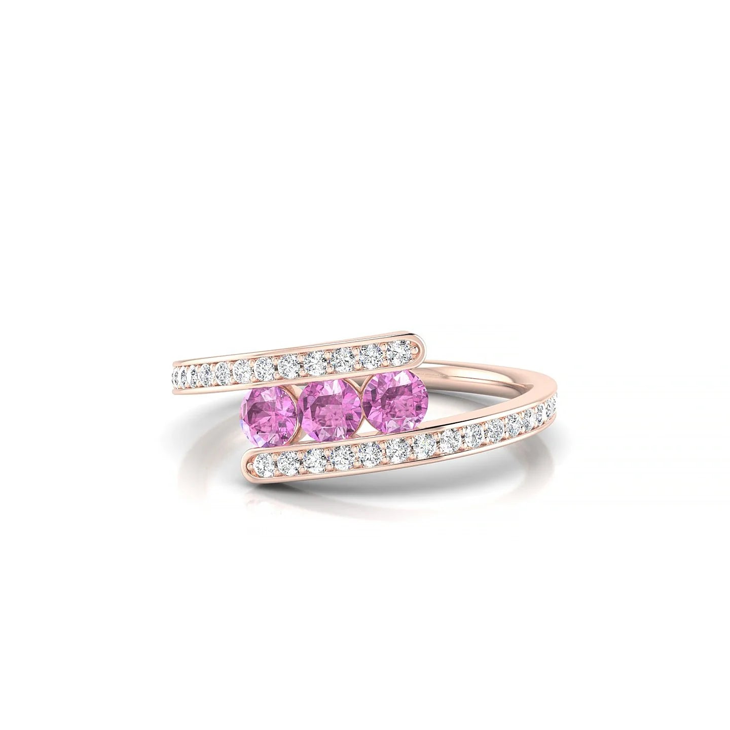 Drift | 18k Rose Gold 3 mm Round Pink Sapphire Ring