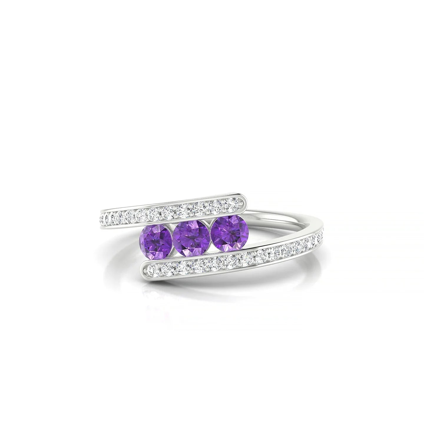 Drift | 18k White Gold 3 mm Round Amethyst Ring