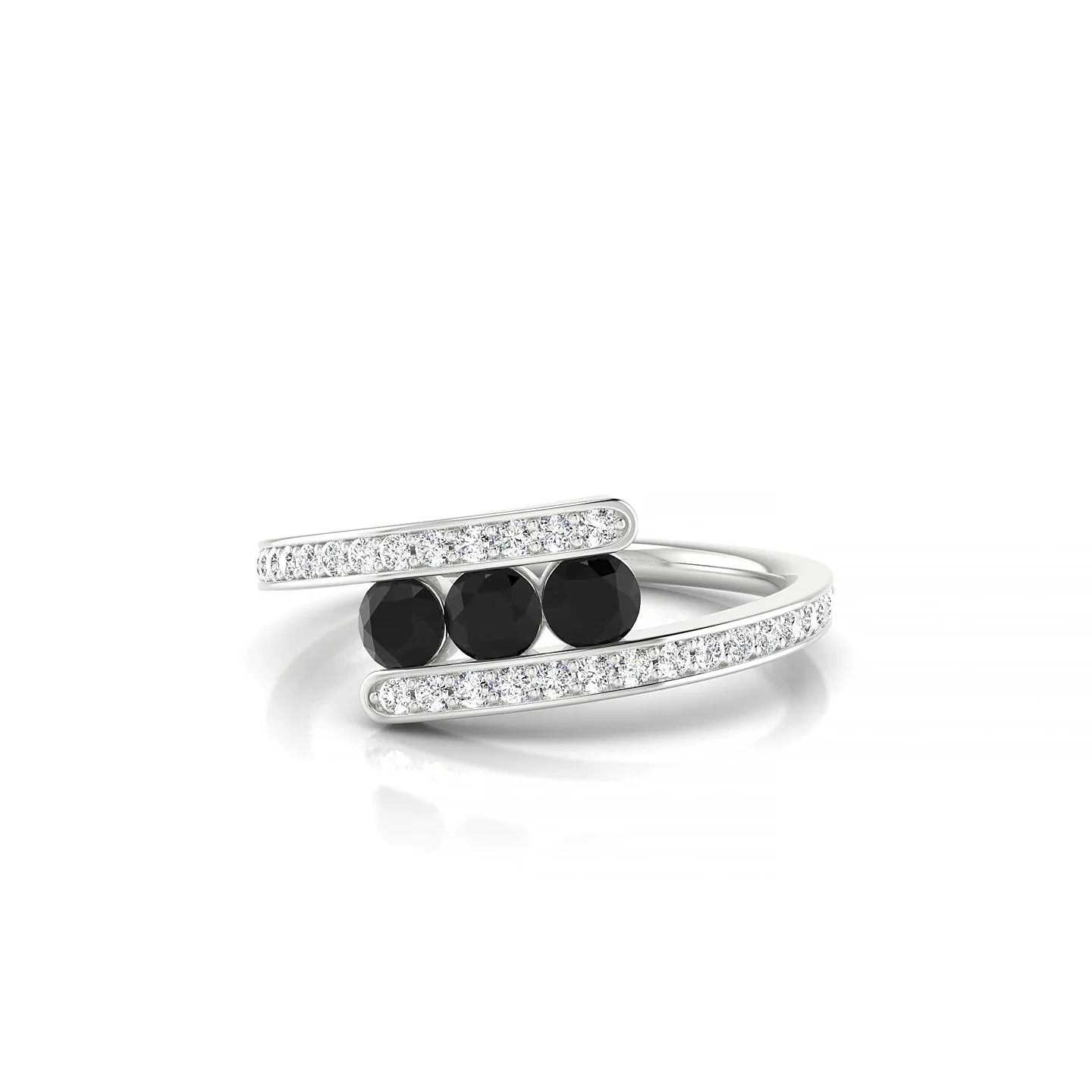 Drift | 18k White Gold 3 mm Round Black Diamond Ring