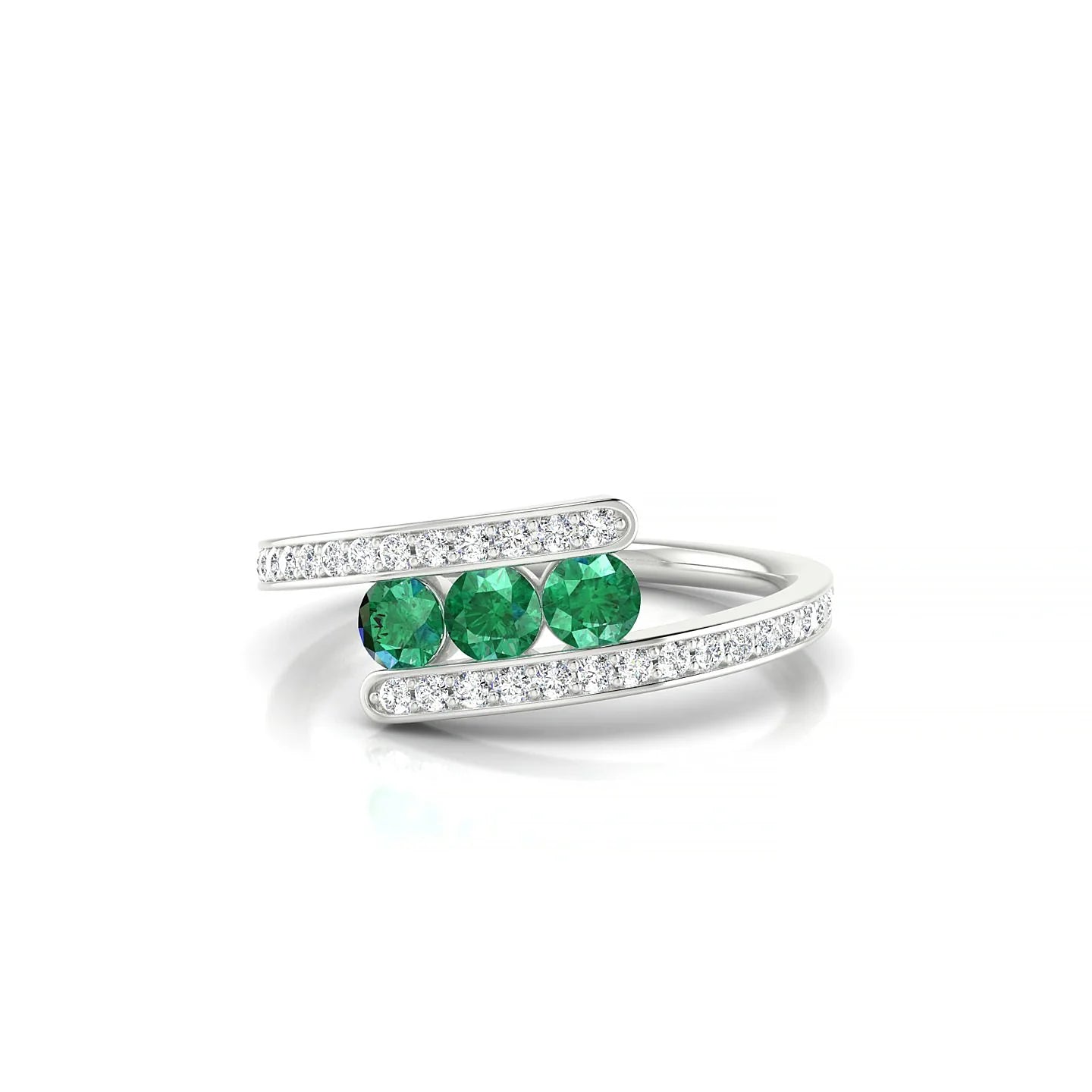 Drift | 18k White Gold 3 mm Round Emerald Ring