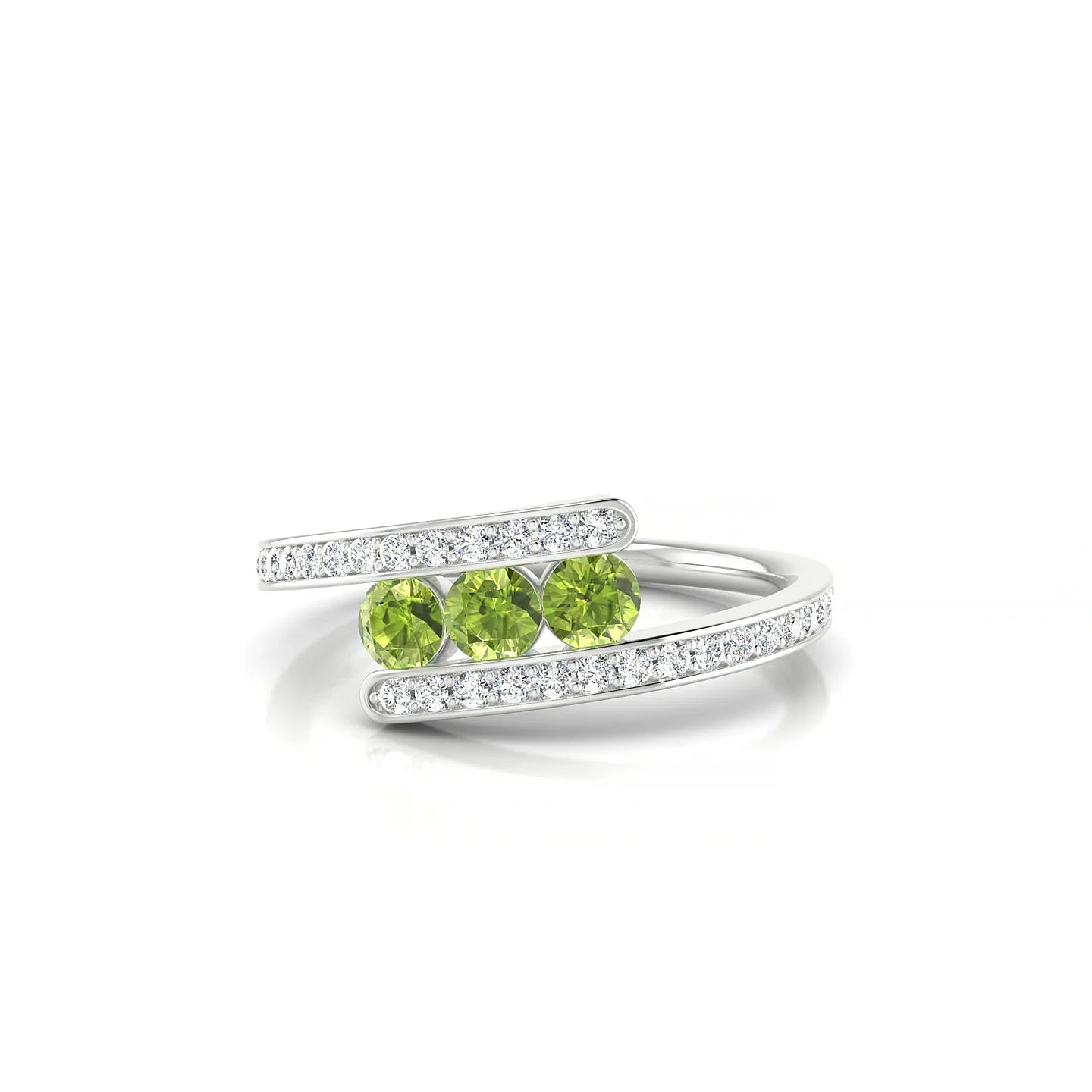 Drift | 18k White Gold 3 mm Round Peridot Ring