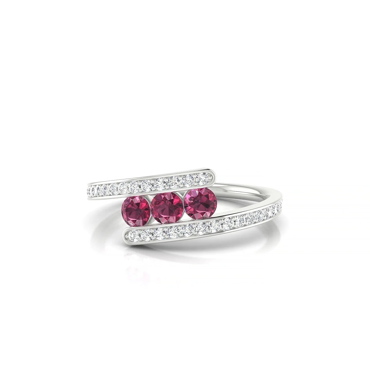 Drift | 18k White Gold 3 mm Round Rhodolite Ring