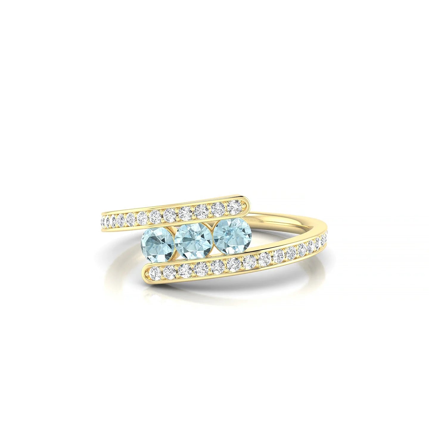 Drift | 18k Yellow Gold 3 mm Round Aquamarine Ring