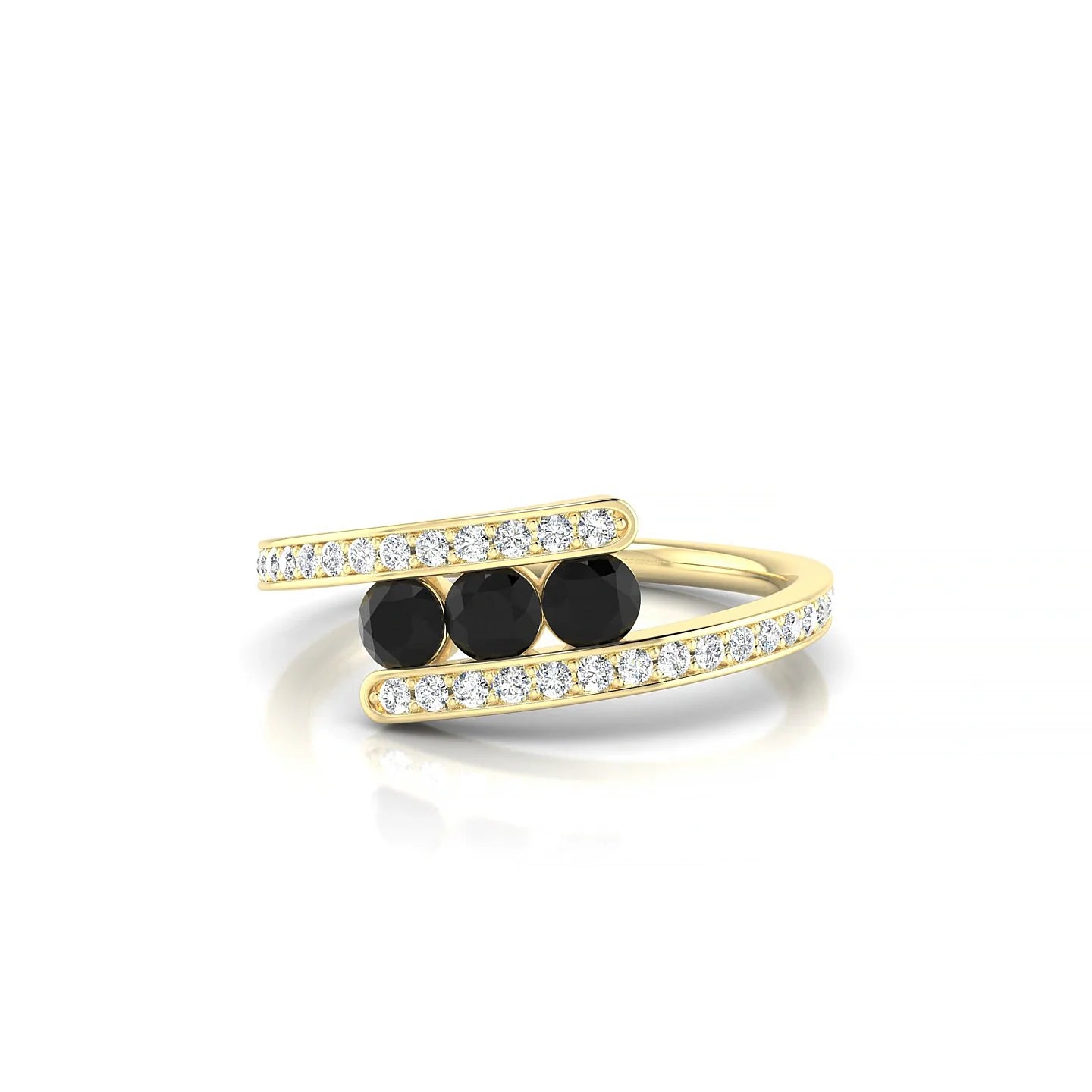 Drift | 18k Yellow Gold 3 mm Round Black Diamond Ring