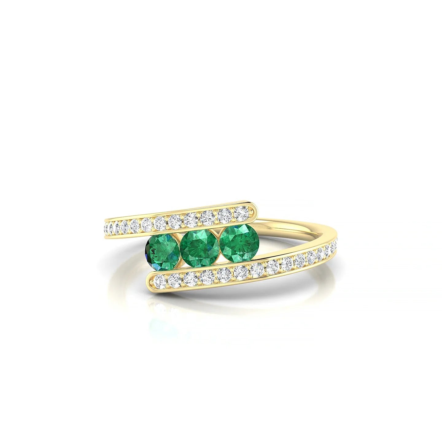 Drift | 18k Yellow Gold 3 mm Round Emerald Ring