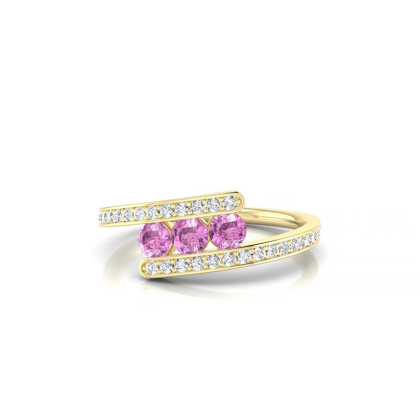 Drift | 18k Yellow Gold 3 mm Round Pink Sapphire Ring
