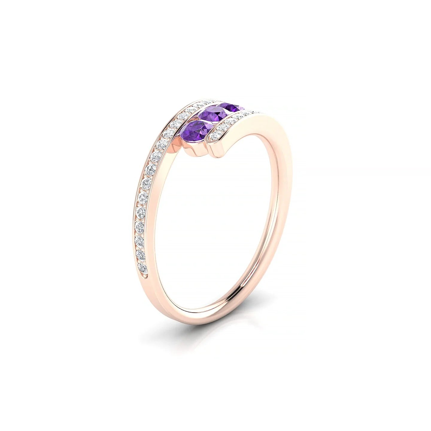 Drift | 18k Rose Gold 3 mm Round Amethyst Ring