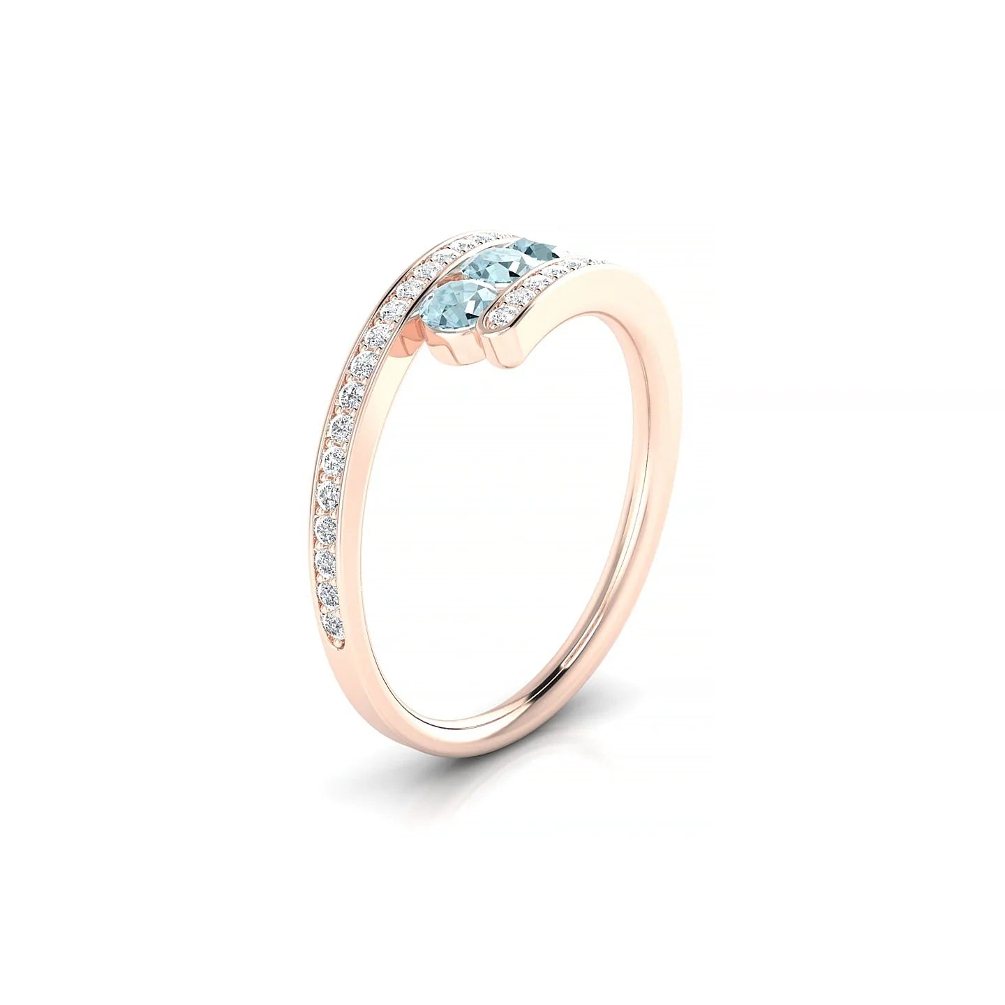 Drift | 18k Rose Gold 3 mm Round Aquamarine Ring