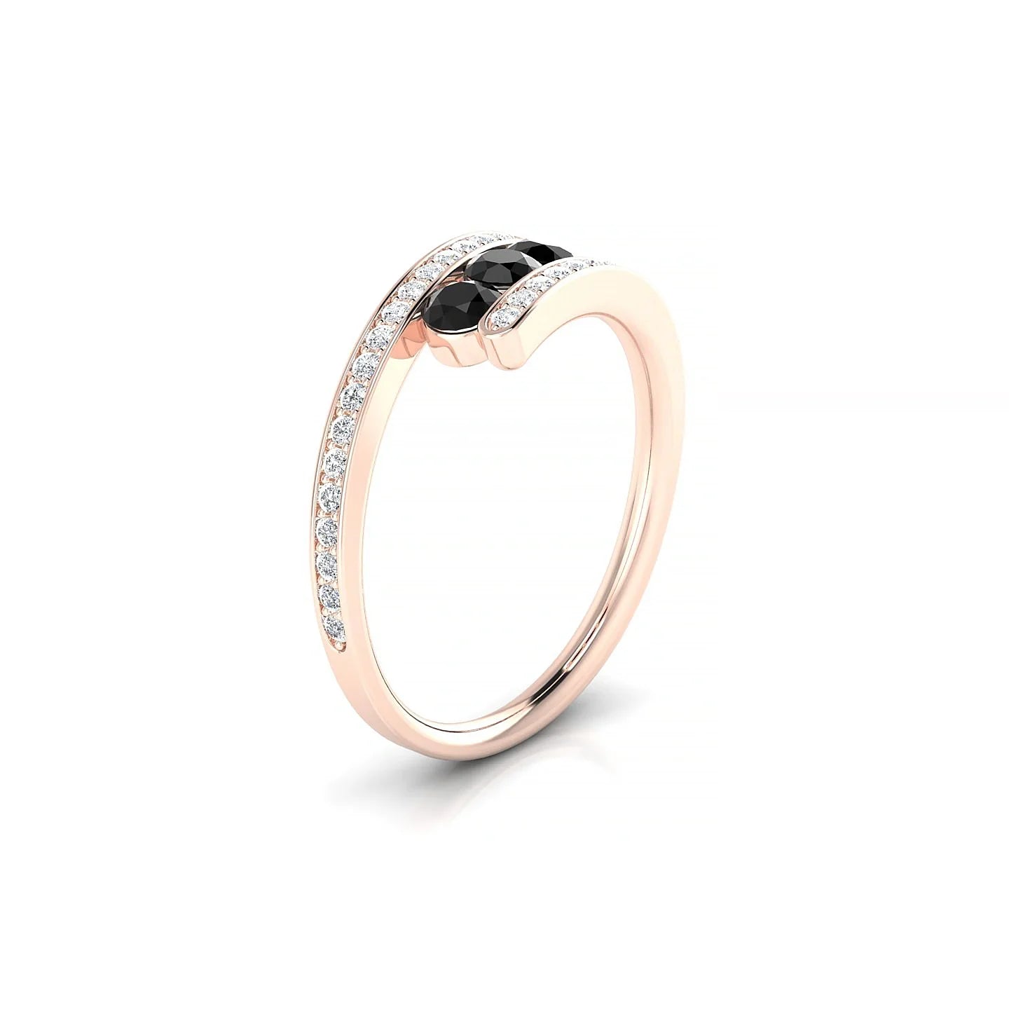 Drift | 18k Rose Gold 3 mm Round Black Diamond Ring