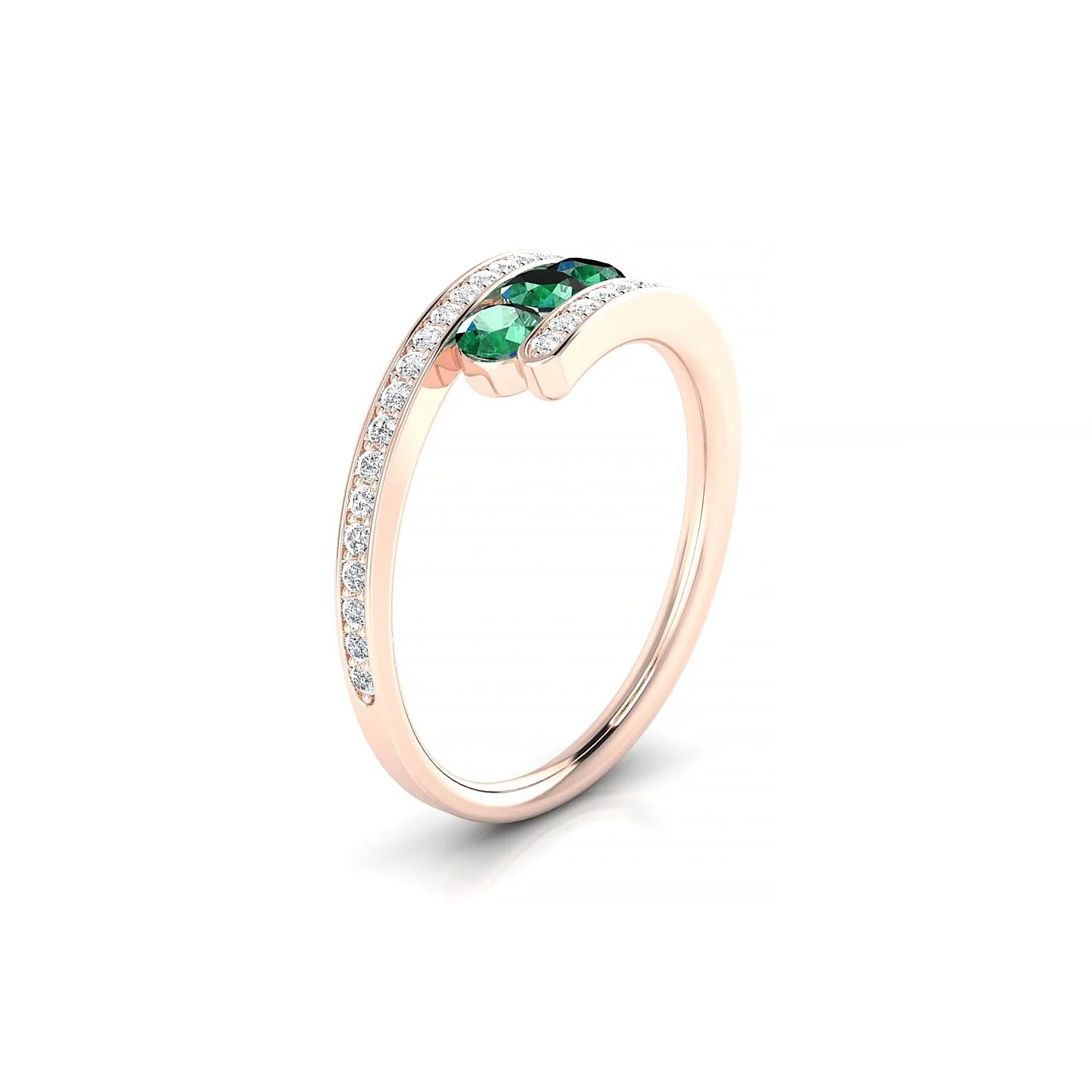 Drift | 18k Rose Gold 3 mm Round Emerald Ring