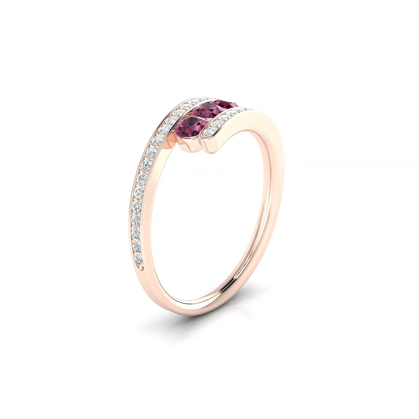 Drift | 18k Rose Gold 3 mm Round Rhodolite Ring