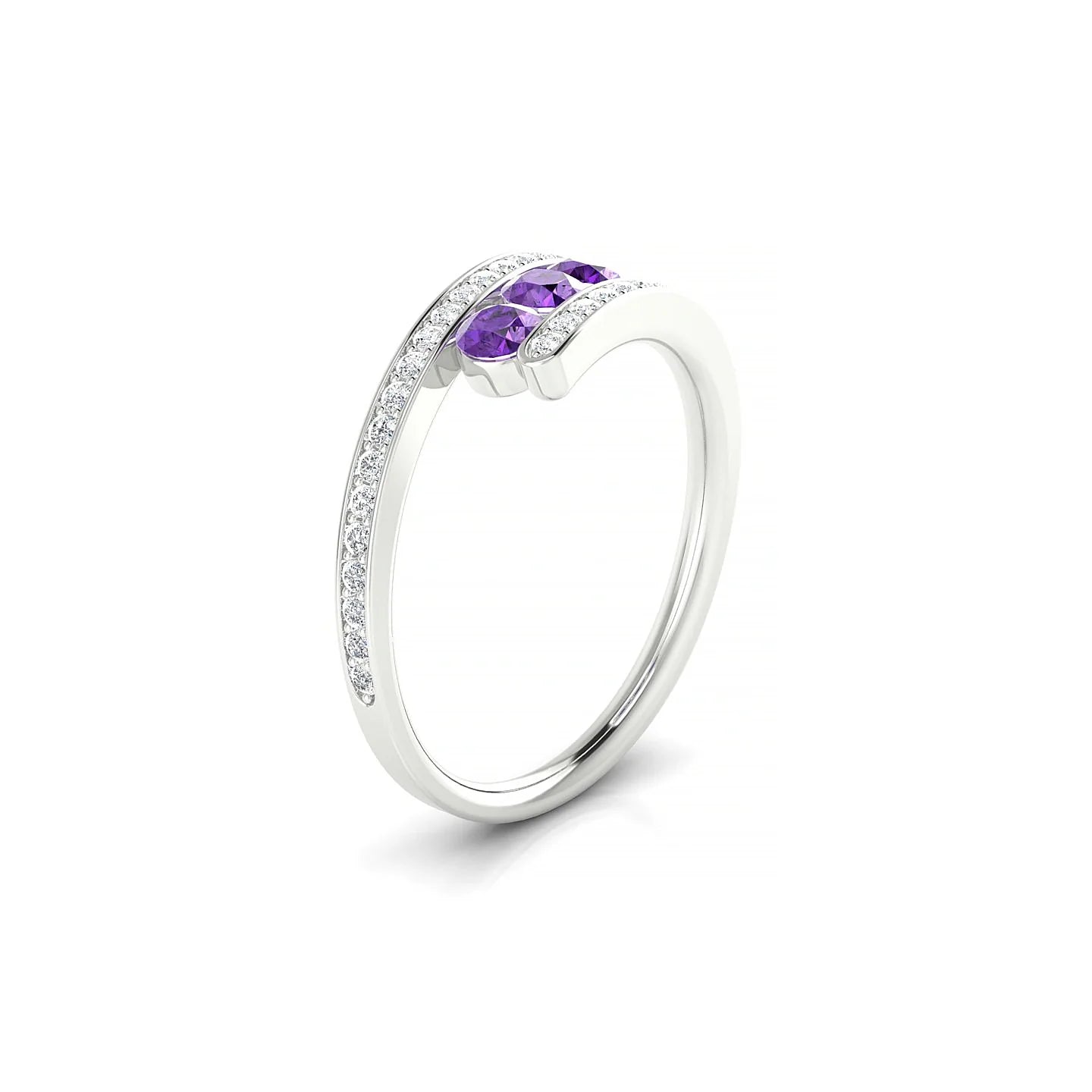 Drift | 18k White Gold 3 mm Round Amethyst Ring