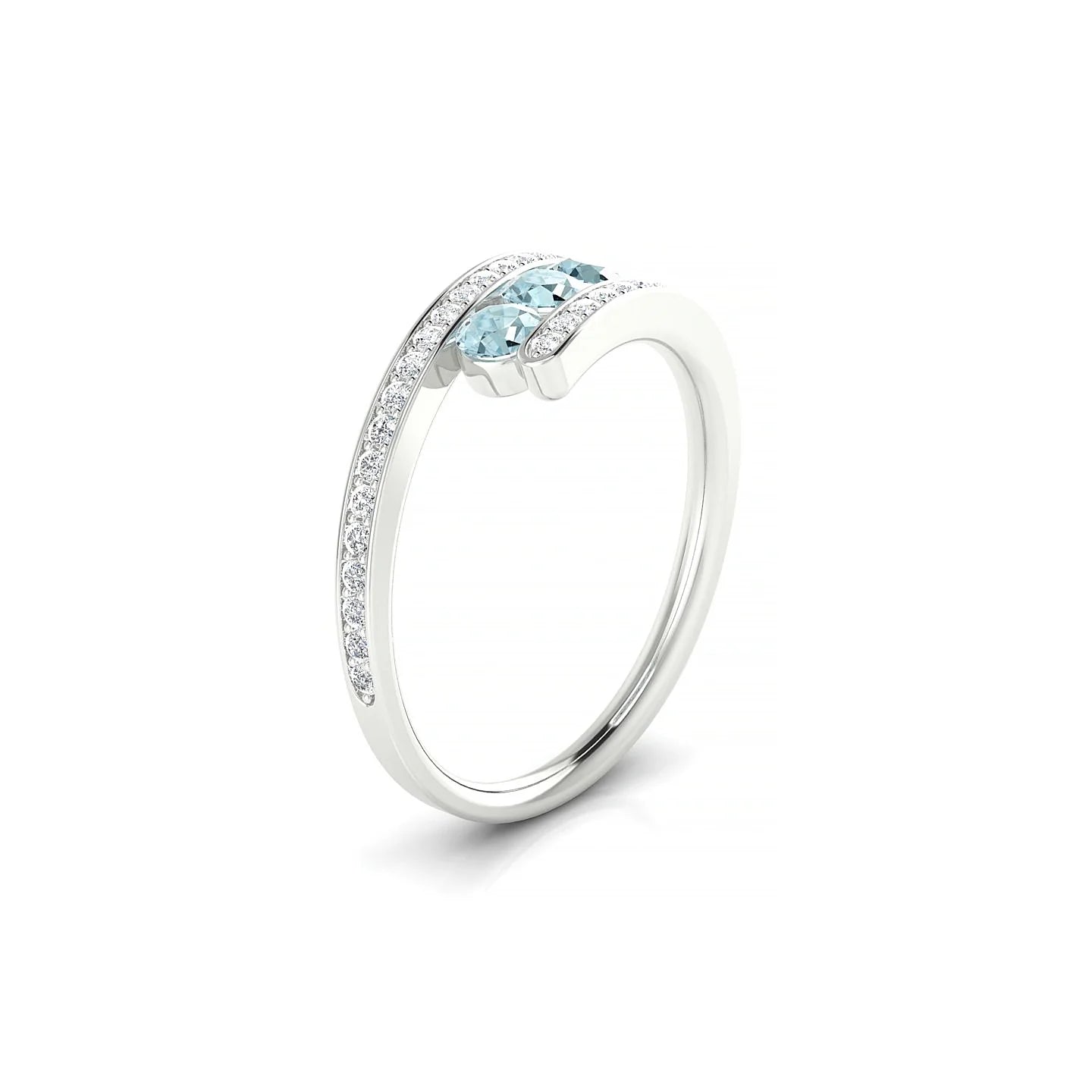 Drift | 18k White Gold 3 mm Round Aquamarine Ring
