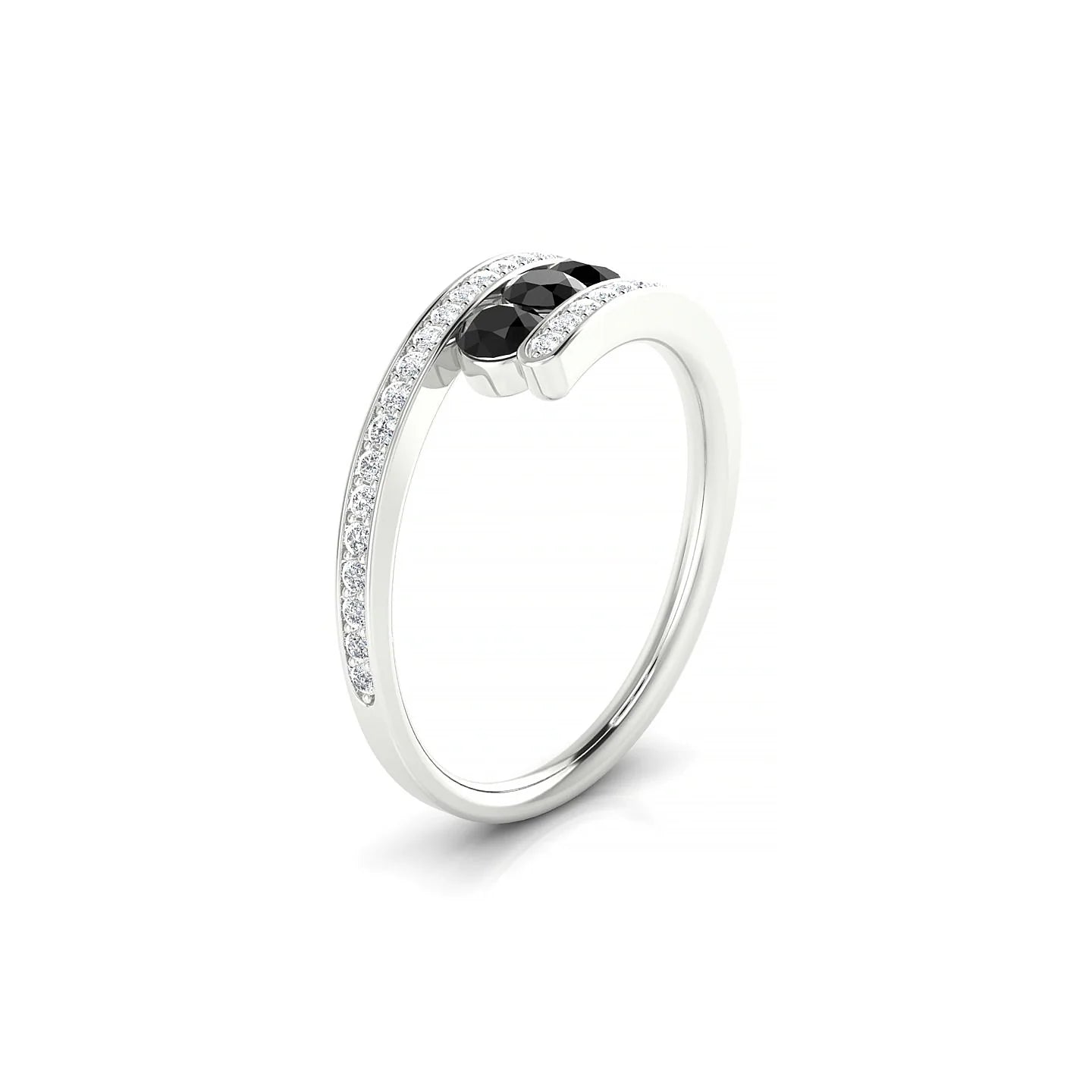 Drift | 18k White Gold 3 mm Round Black Diamond Ring