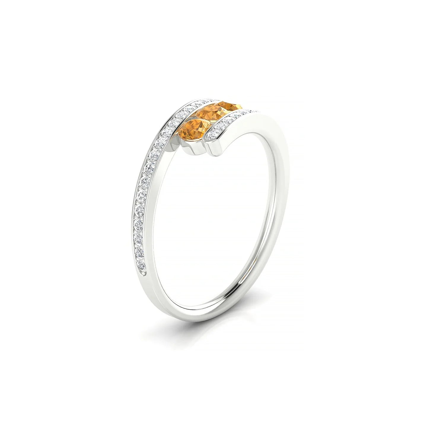 Drift | 18k White Gold 3 mm Round Citrine Ring