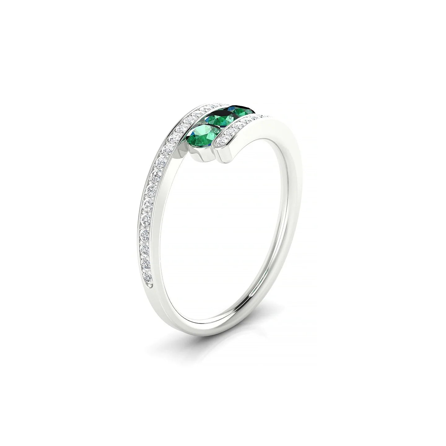 Drift | 18k White Gold 3 mm Round Emerald Ring