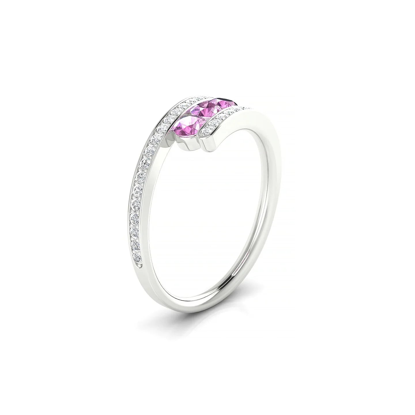 Drift | 18k White Gold 3 mm Round Pink Sapphire Ring