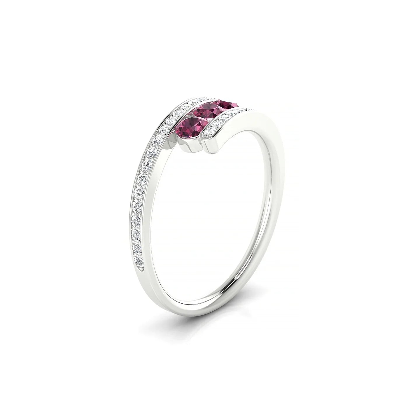 Drift | 18k White Gold 3 mm Round Rhodolite Ring