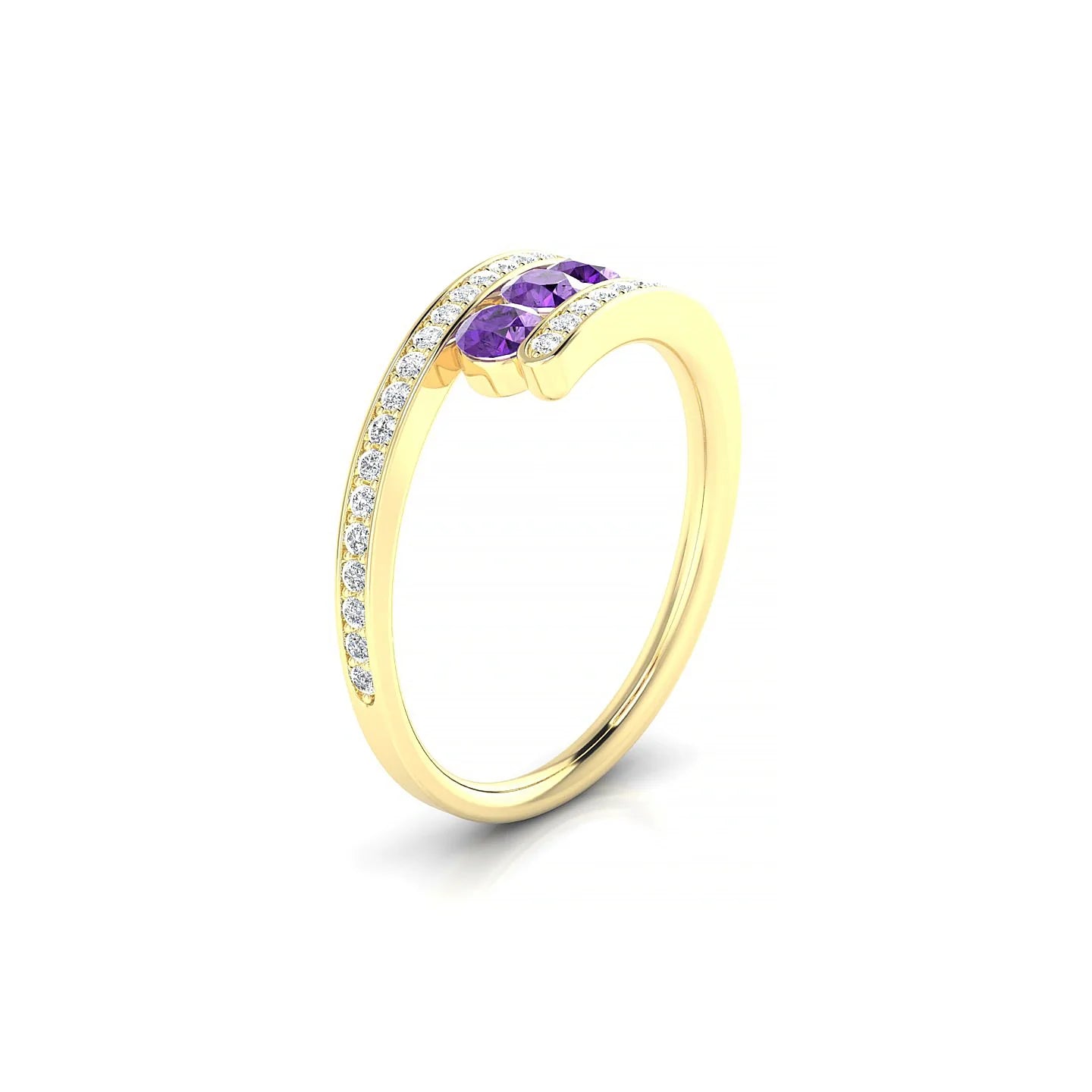 Drift | 18k Yellow Gold 3 mm Round Amethyst Ring