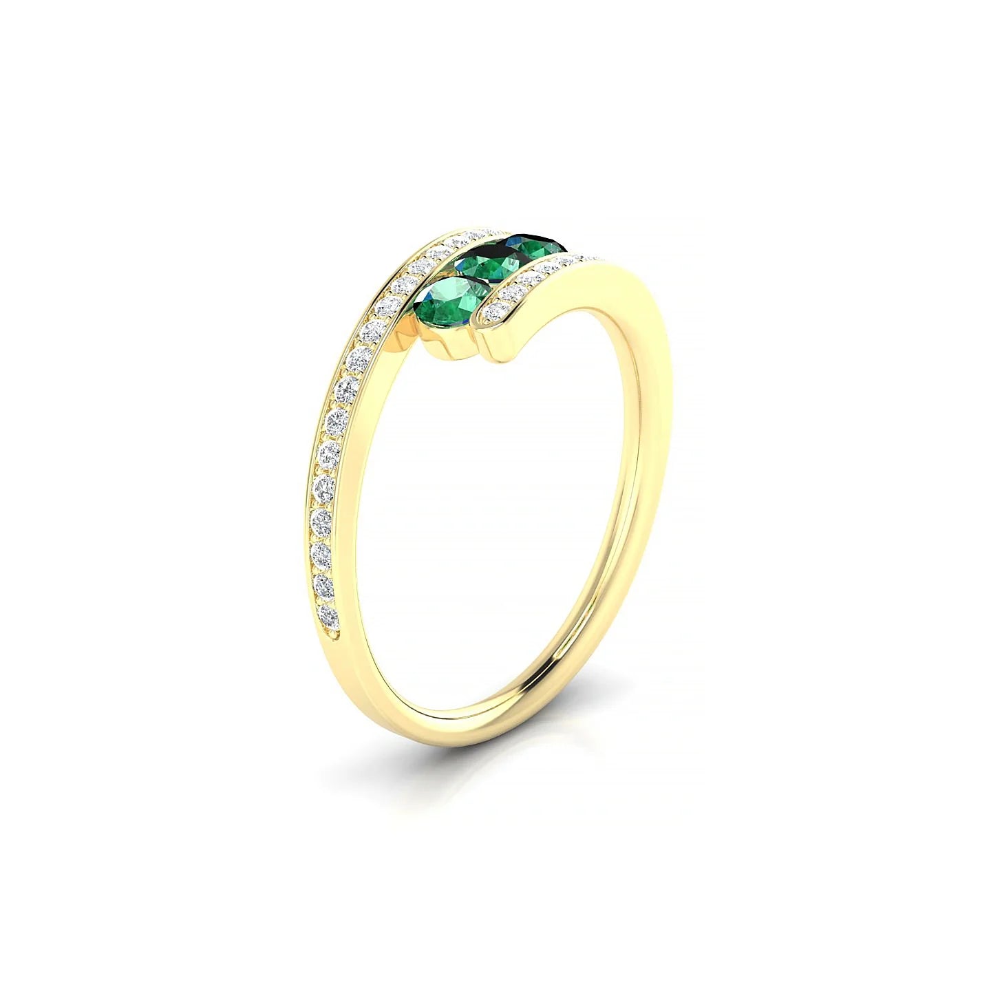 Drift | 18k Yellow Gold 3 mm Round Emerald Ring