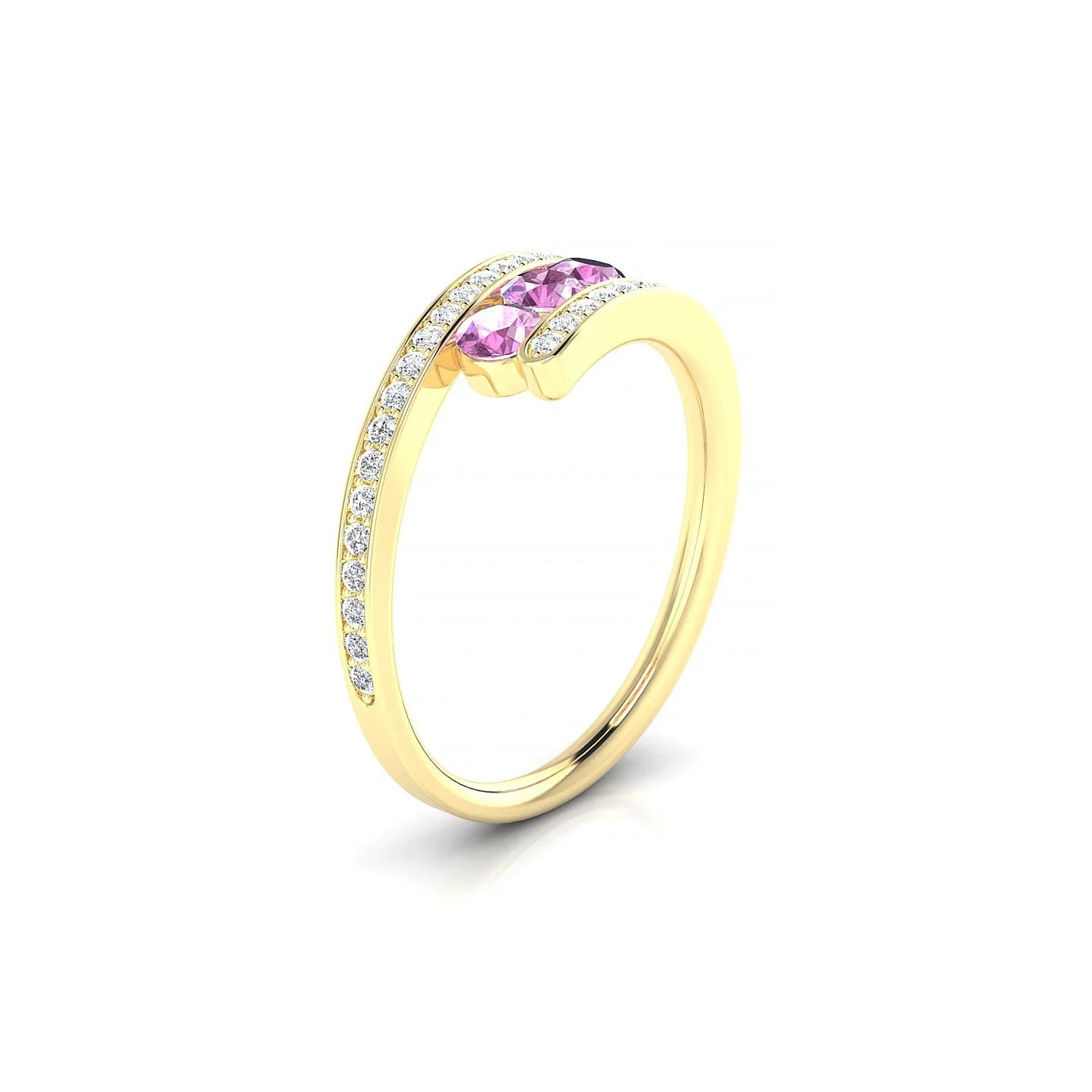 Drift | 18k Yellow Gold 3 mm Round Pink Sapphire Ring