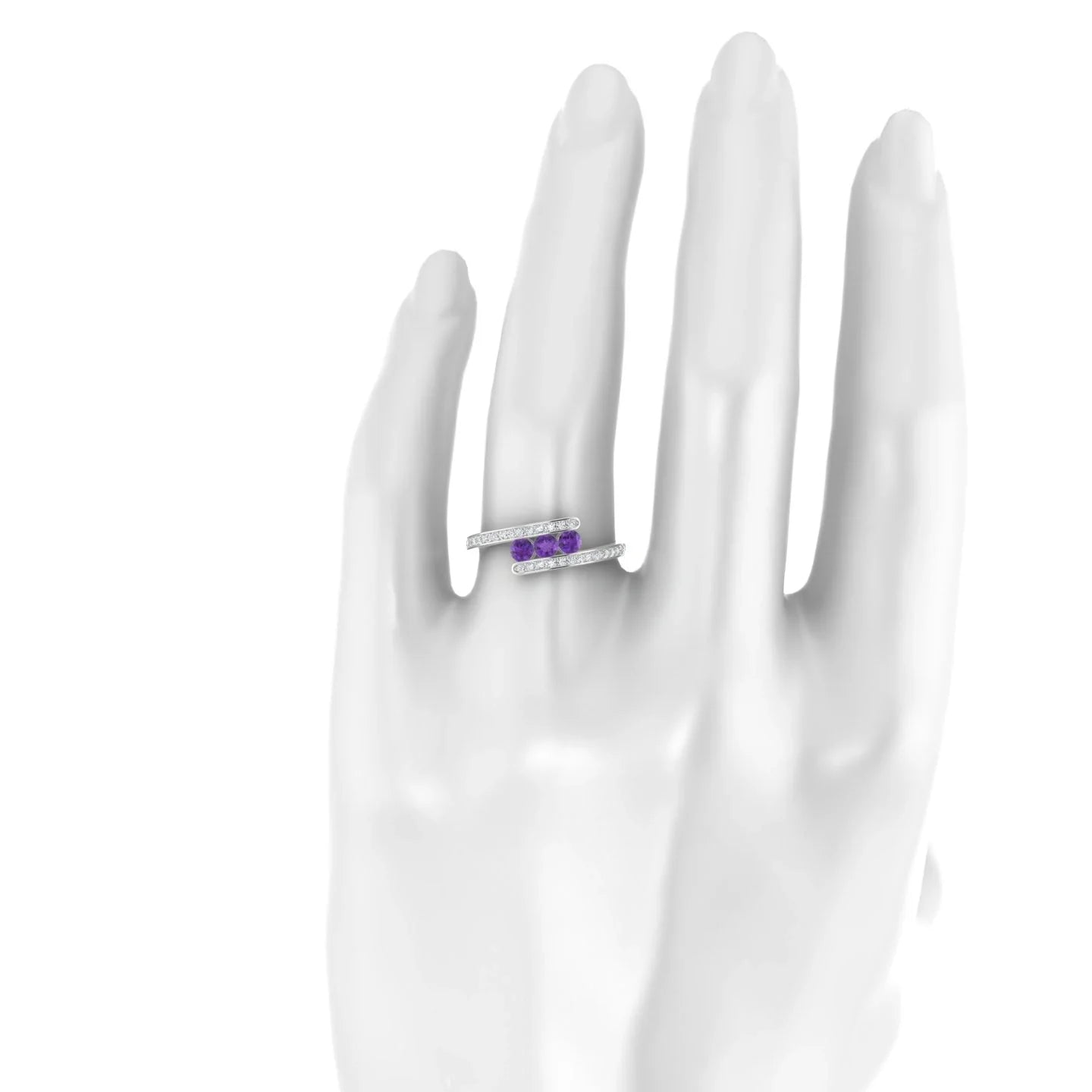 Drift | 18k White Gold 3 mm Round Amethyst Ring