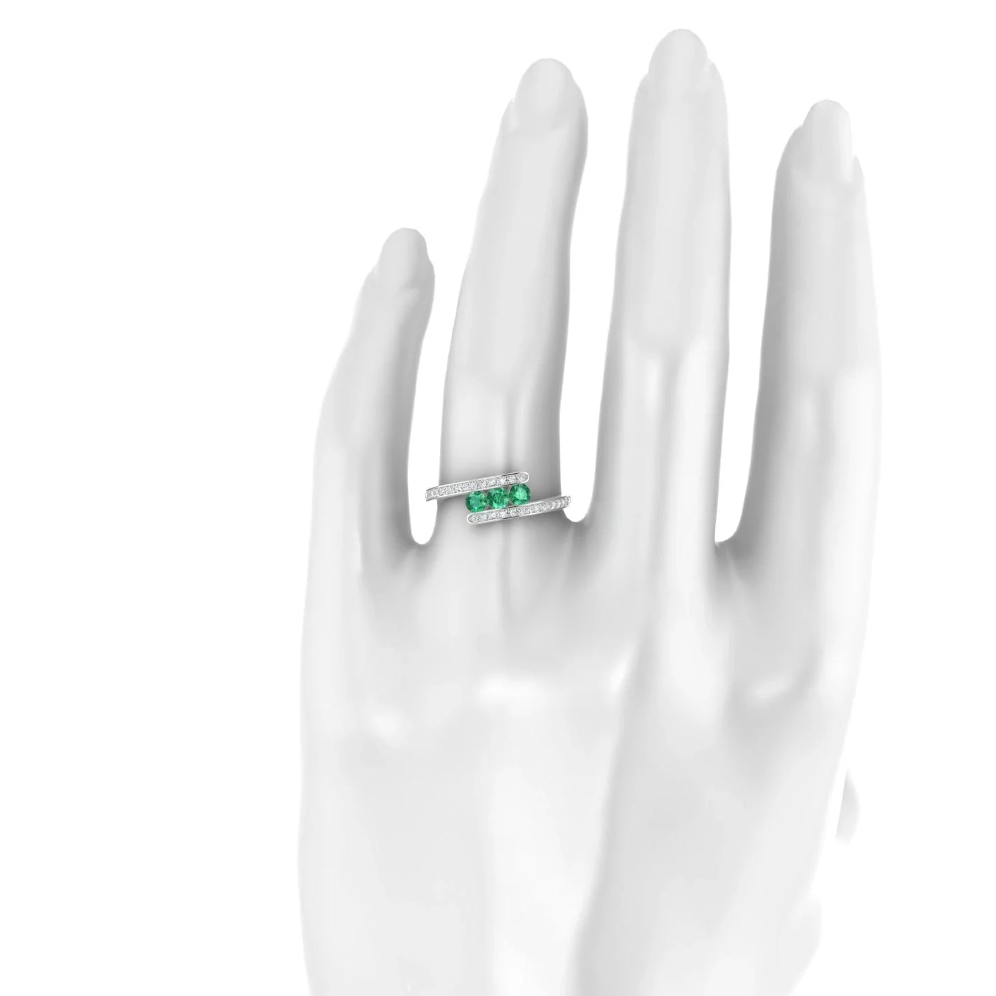 Drift | 18k White Gold 3 mm Round Emerald Ring