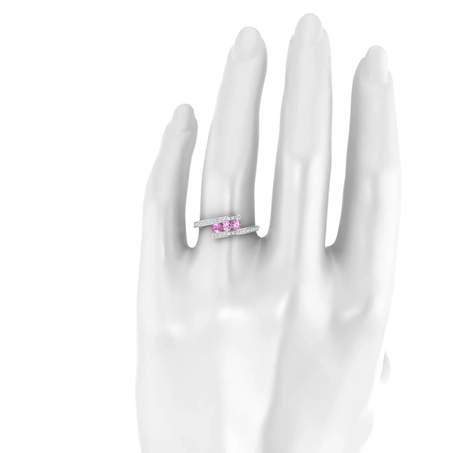 Drift | 18k White Gold 3 mm Round Pink Sapphire Ring