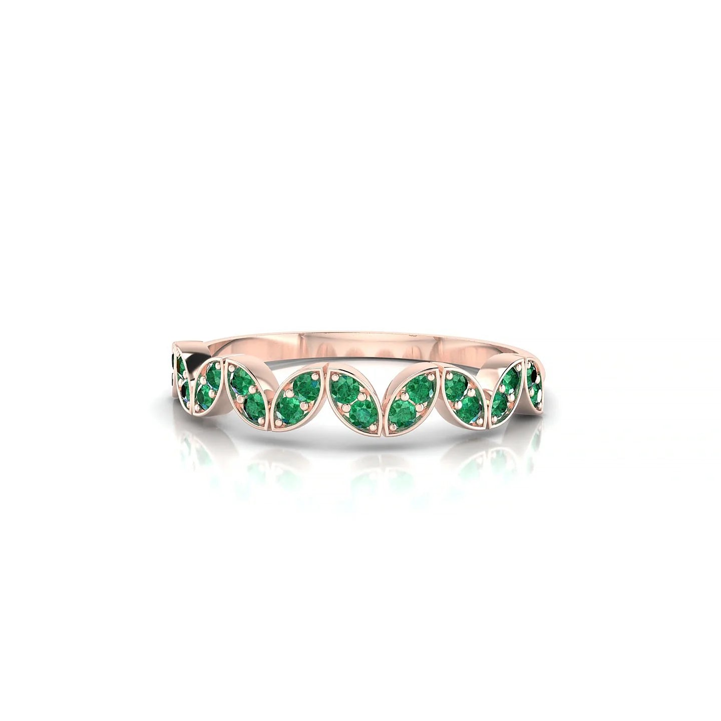 Echo | 18k Rose Gold 1.3 mm Round Emerald Ring