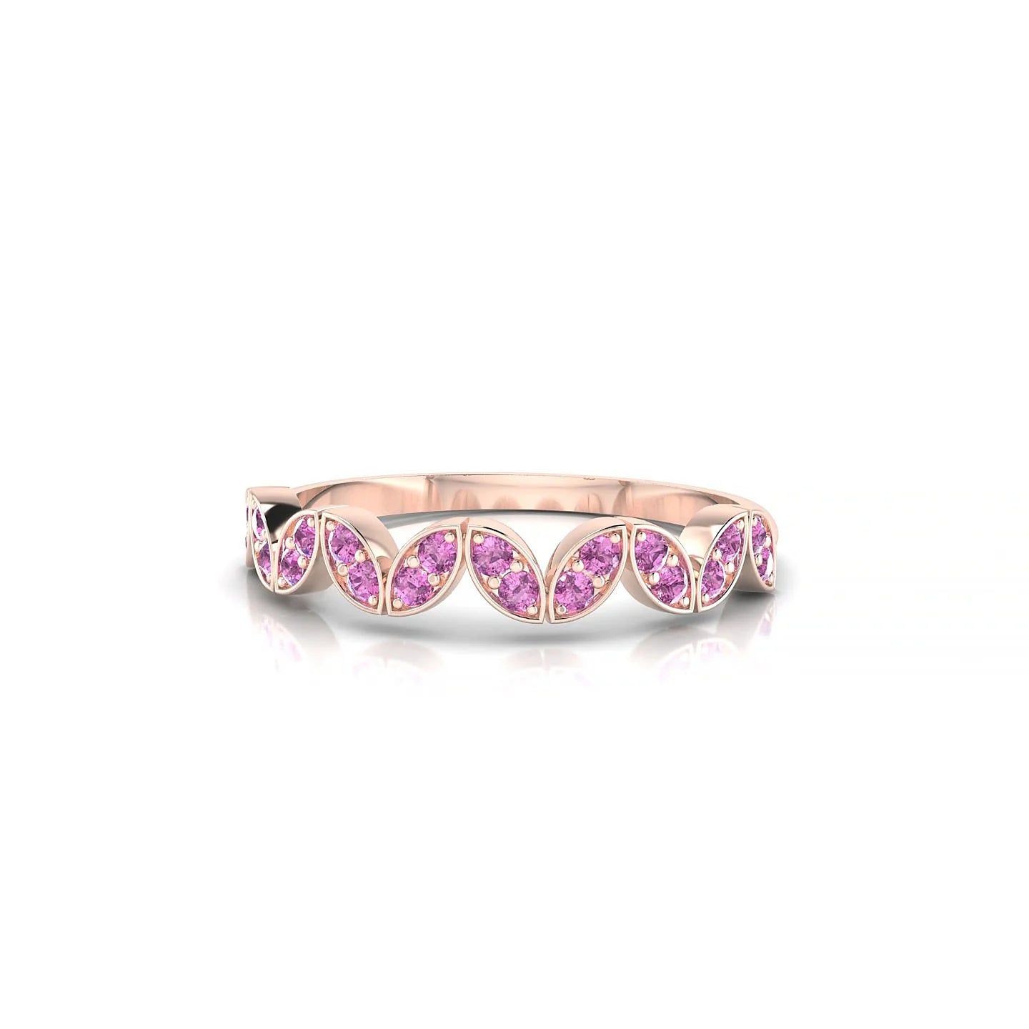 Echo | 18k Rose Gold 1.3 mm Round Pink Sapphire Ring