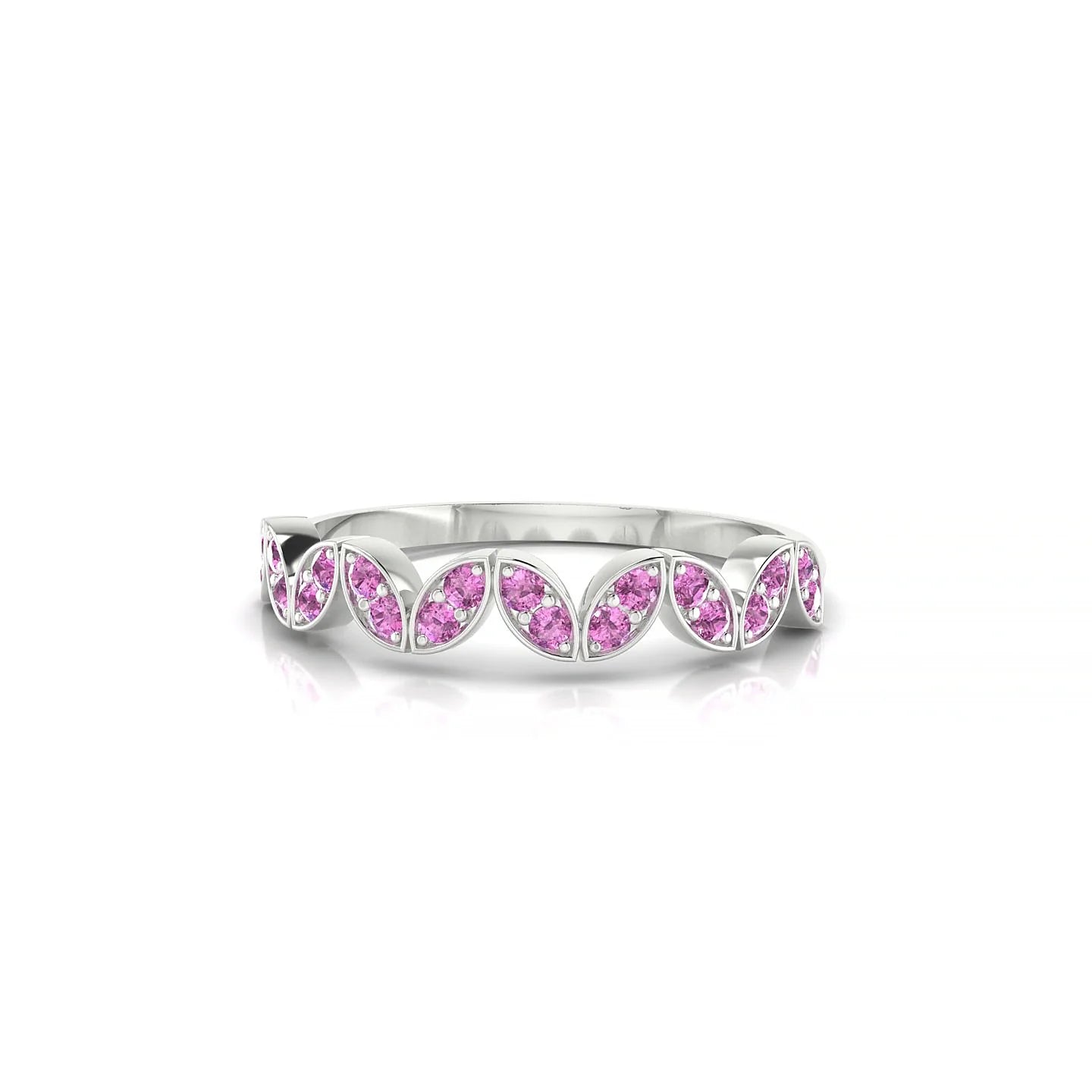 Echo | 18k White Gold 1.3 mm Round Pink Sapphire Ring