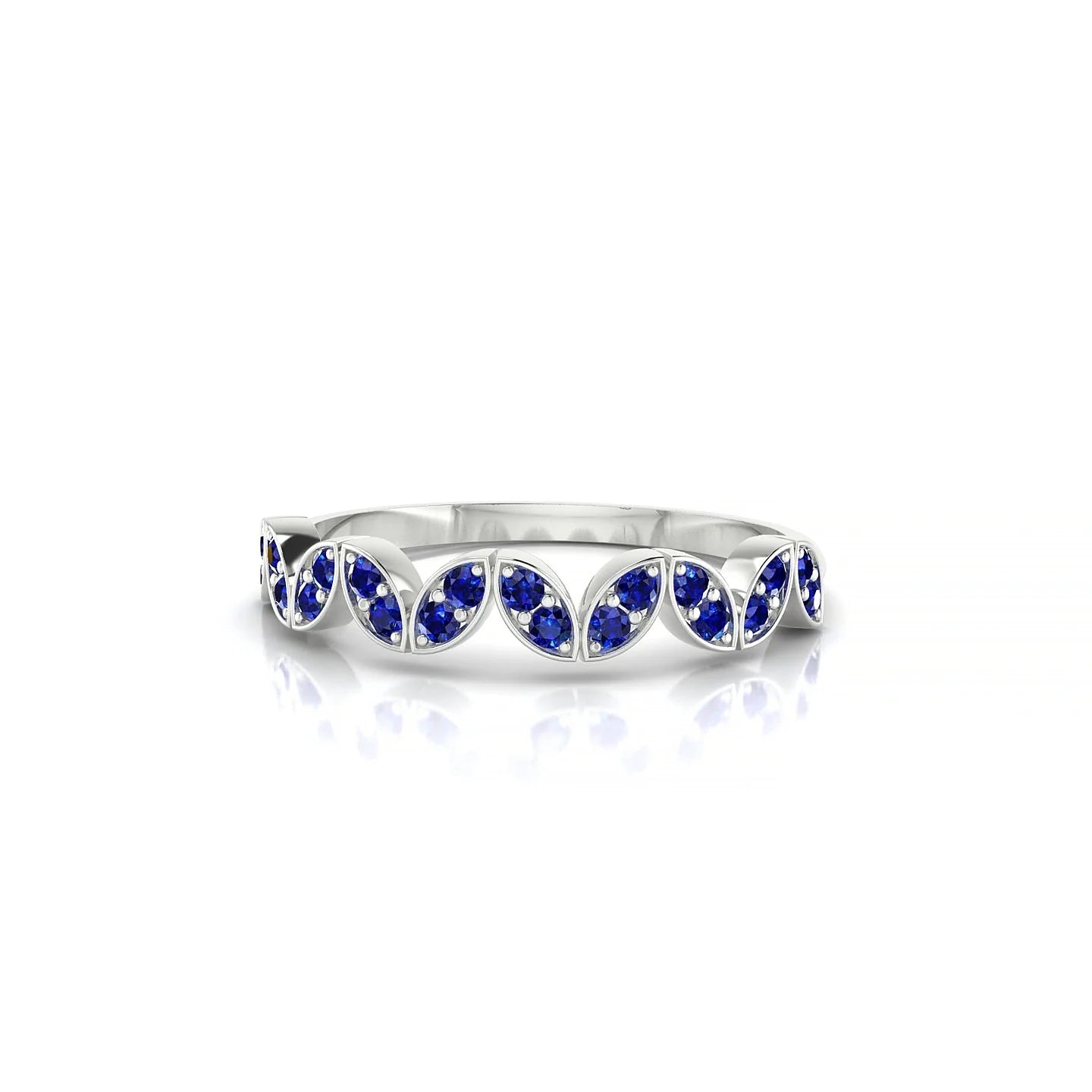 Echo | 18k White Gold 1.3 mm Round Sapphire Ring