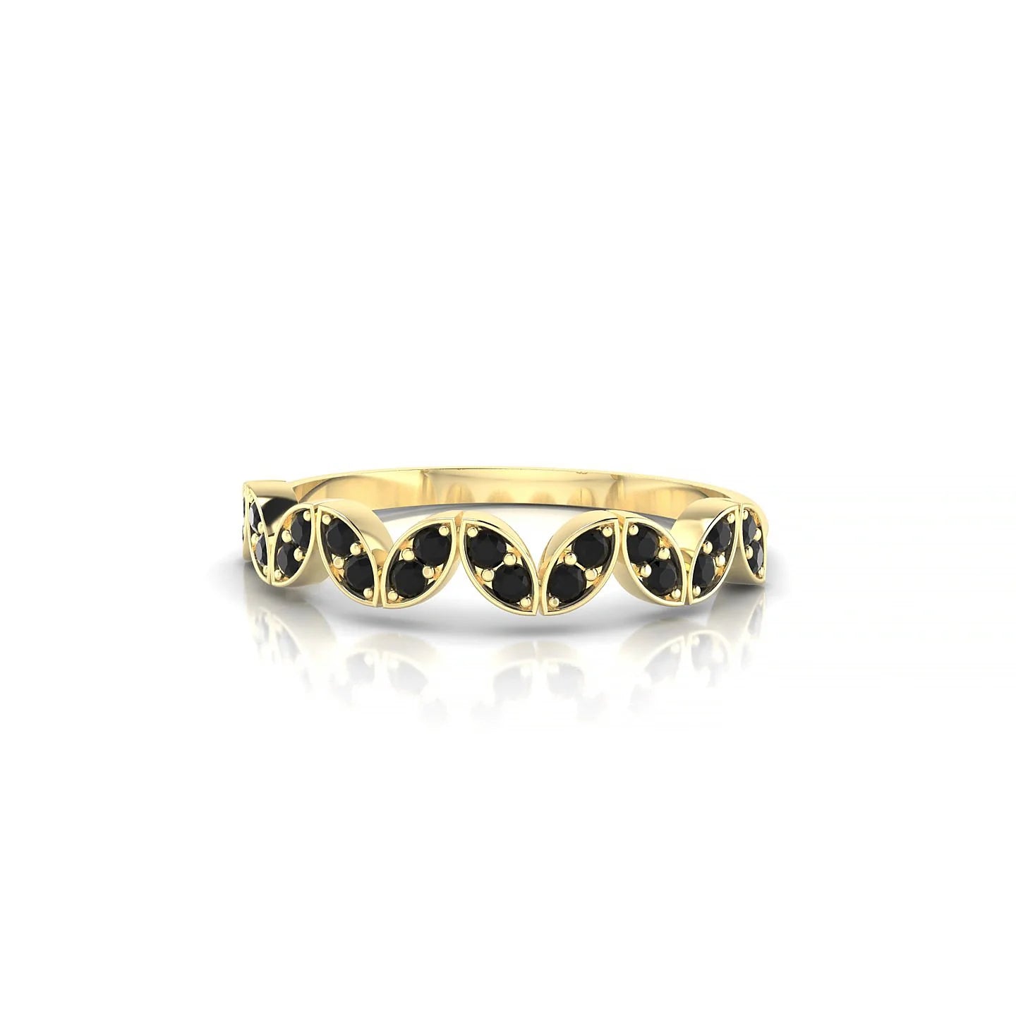 Echo | 18k Yellow Gold 1.3 mm Round Black Diamond Ring