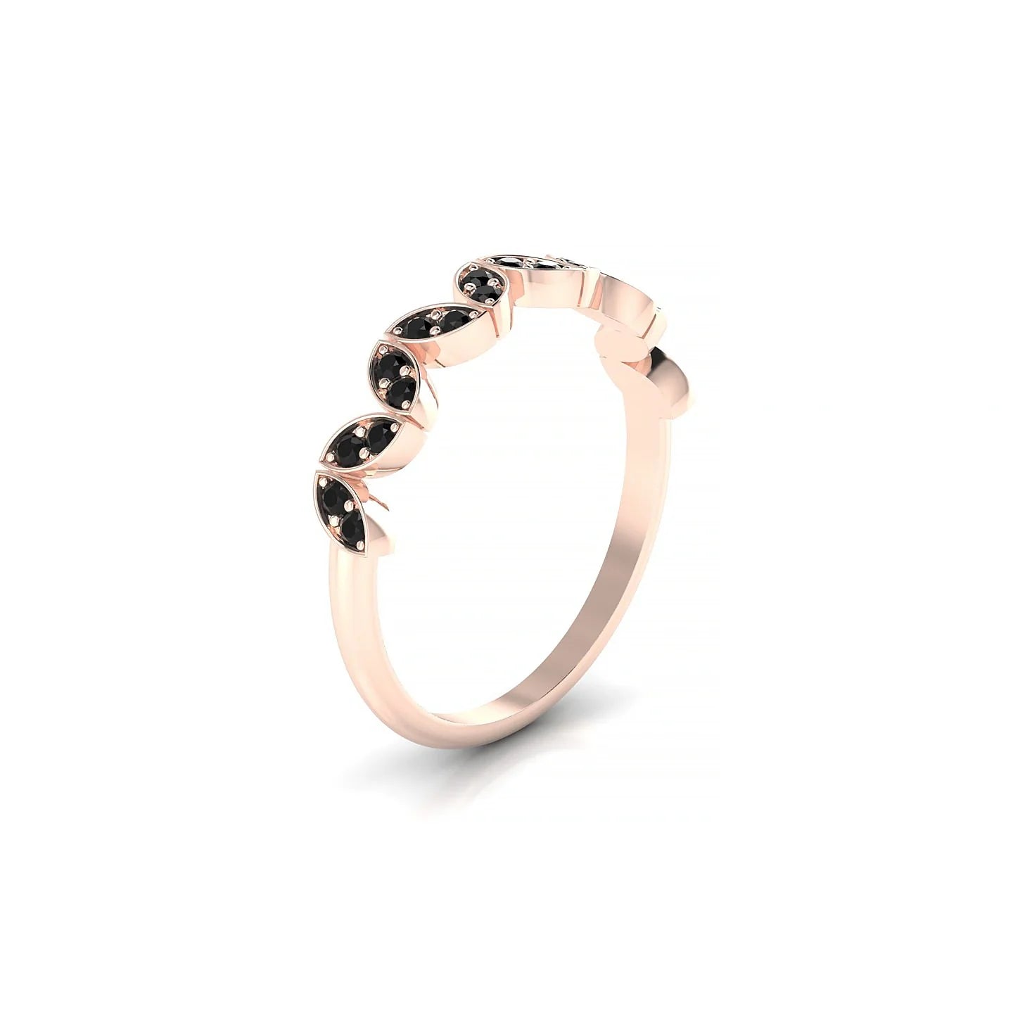 Echo | 18k Rose Gold 1.3 mm Round Black Diamond Ring