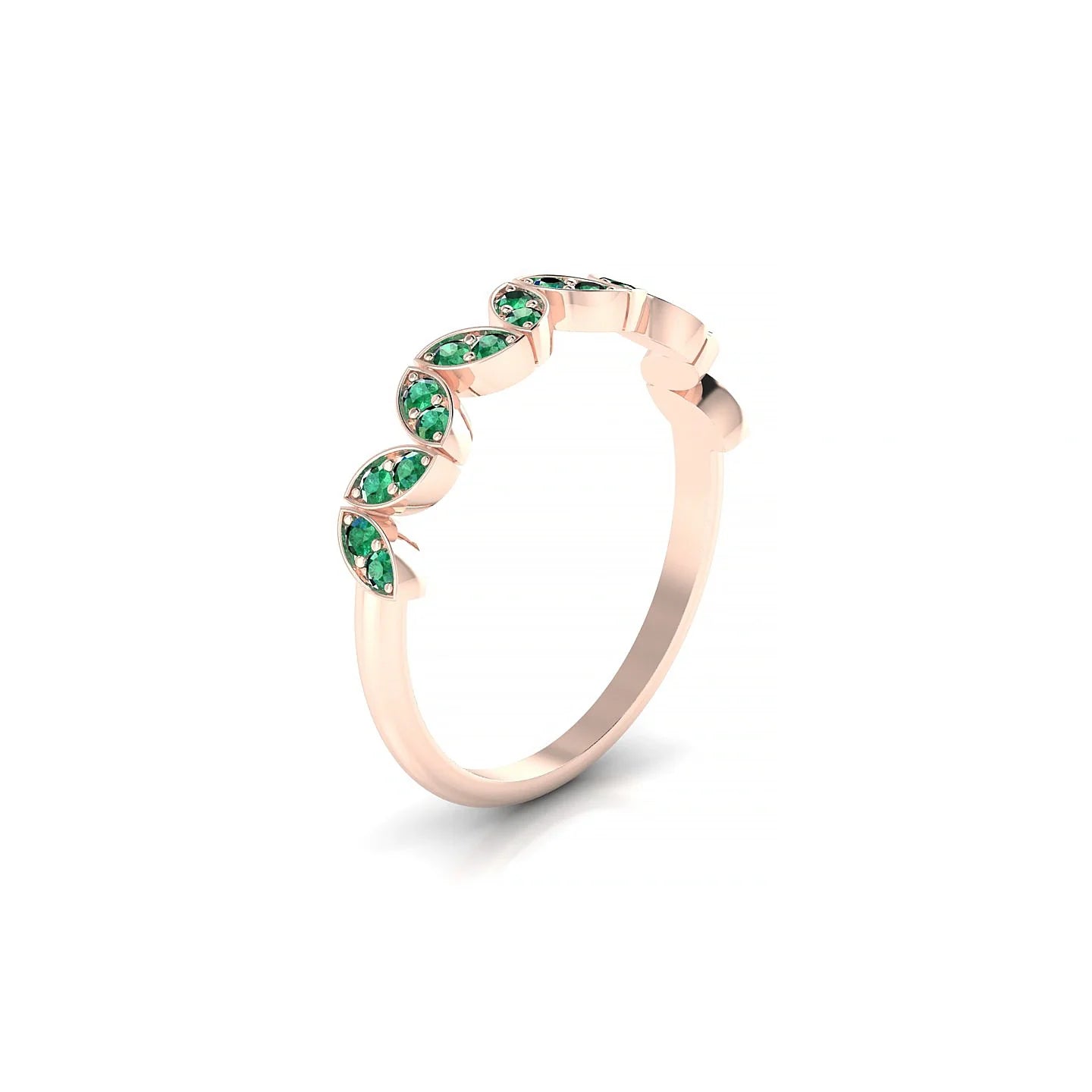 Echo | 18k Rose Gold 1.3 mm Round Emerald Ring