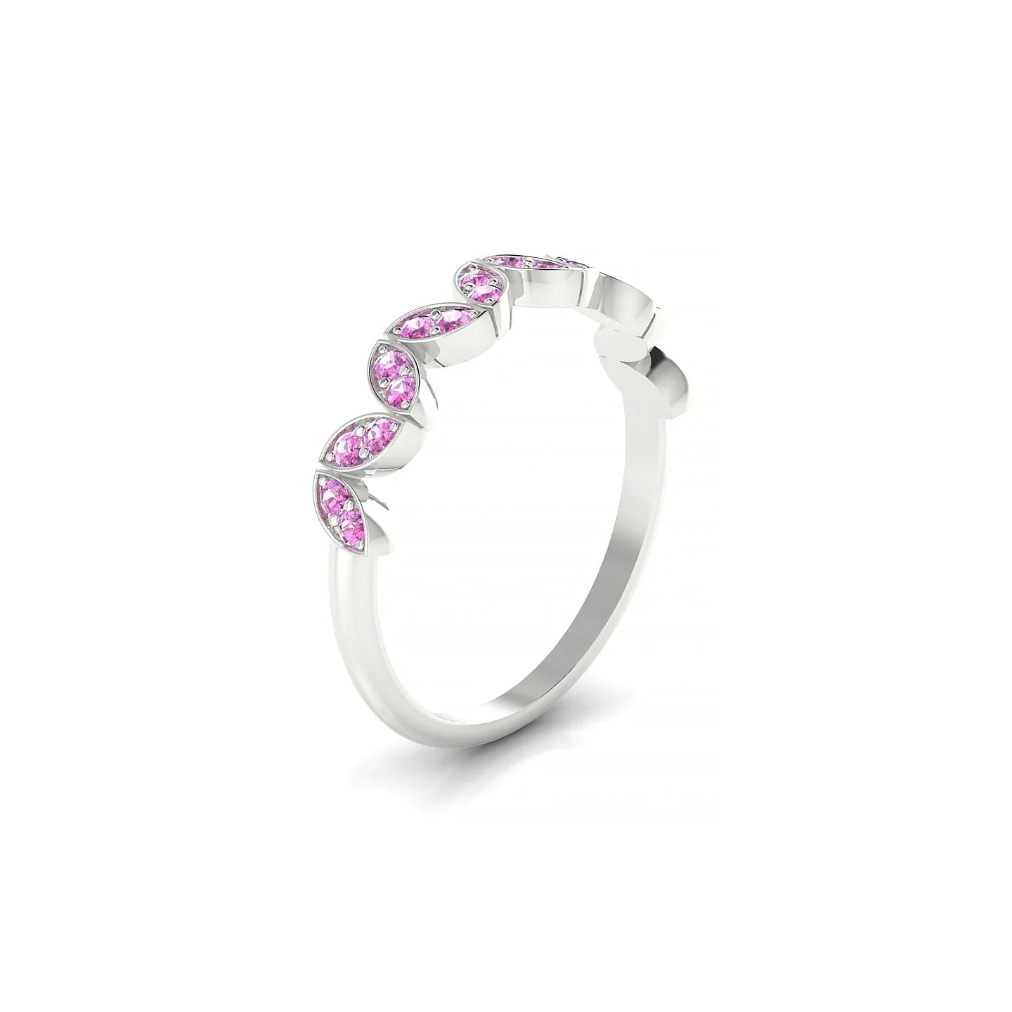 Echo | 18k White Gold 1.3 mm Round Pink Sapphire Ring
