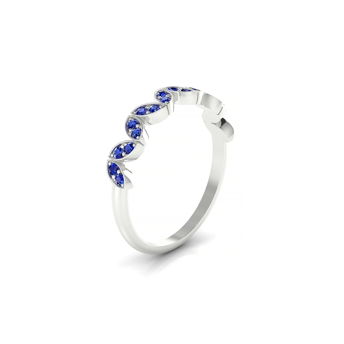 Echo | 18k White Gold 1.3 mm Round Sapphire Ring