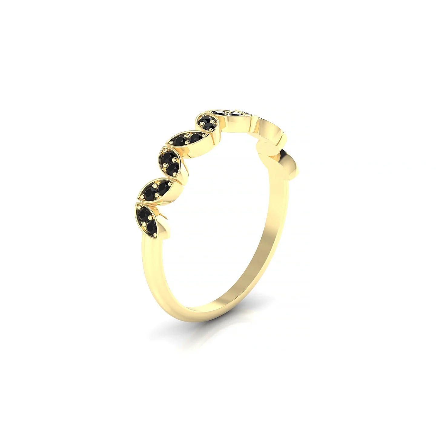 Echo | 18k Yellow Gold 1.3 mm Round Black Diamond Ring