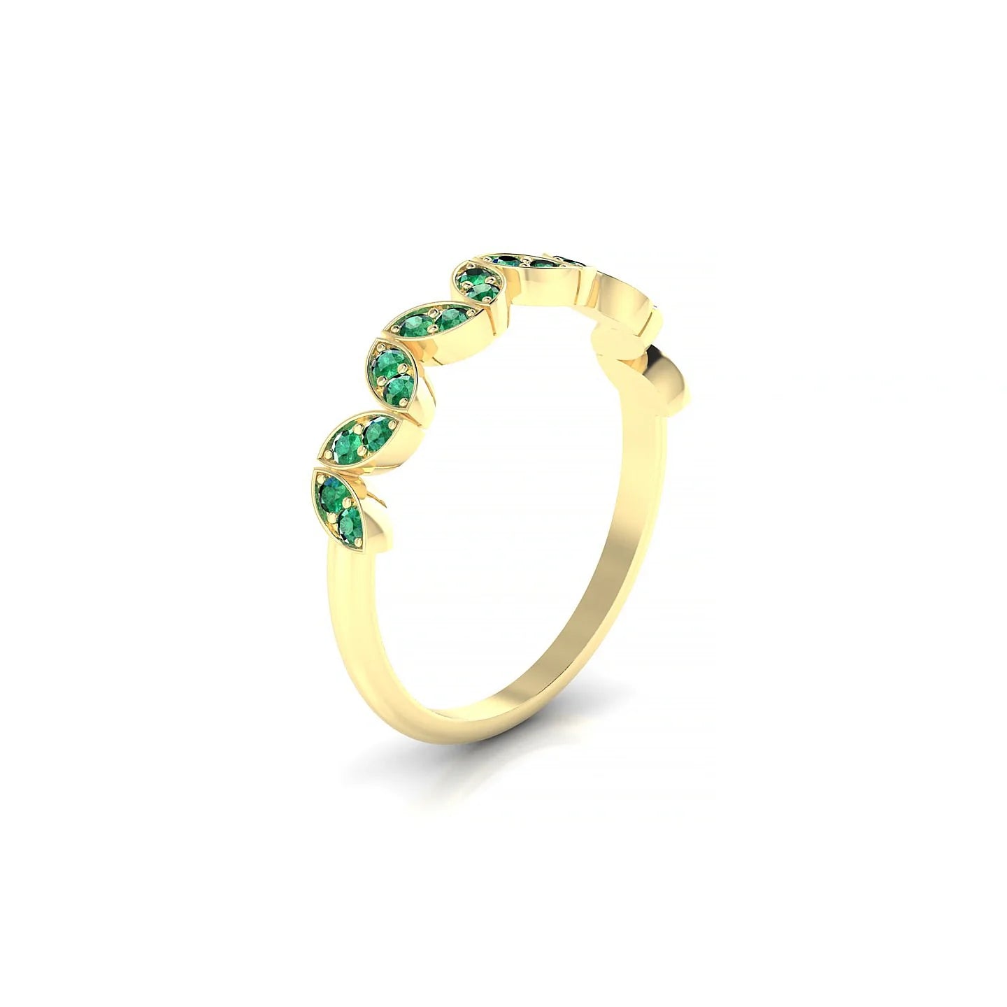 Echo | 18k Yellow Gold 1.3 mm Round Emerald Ring