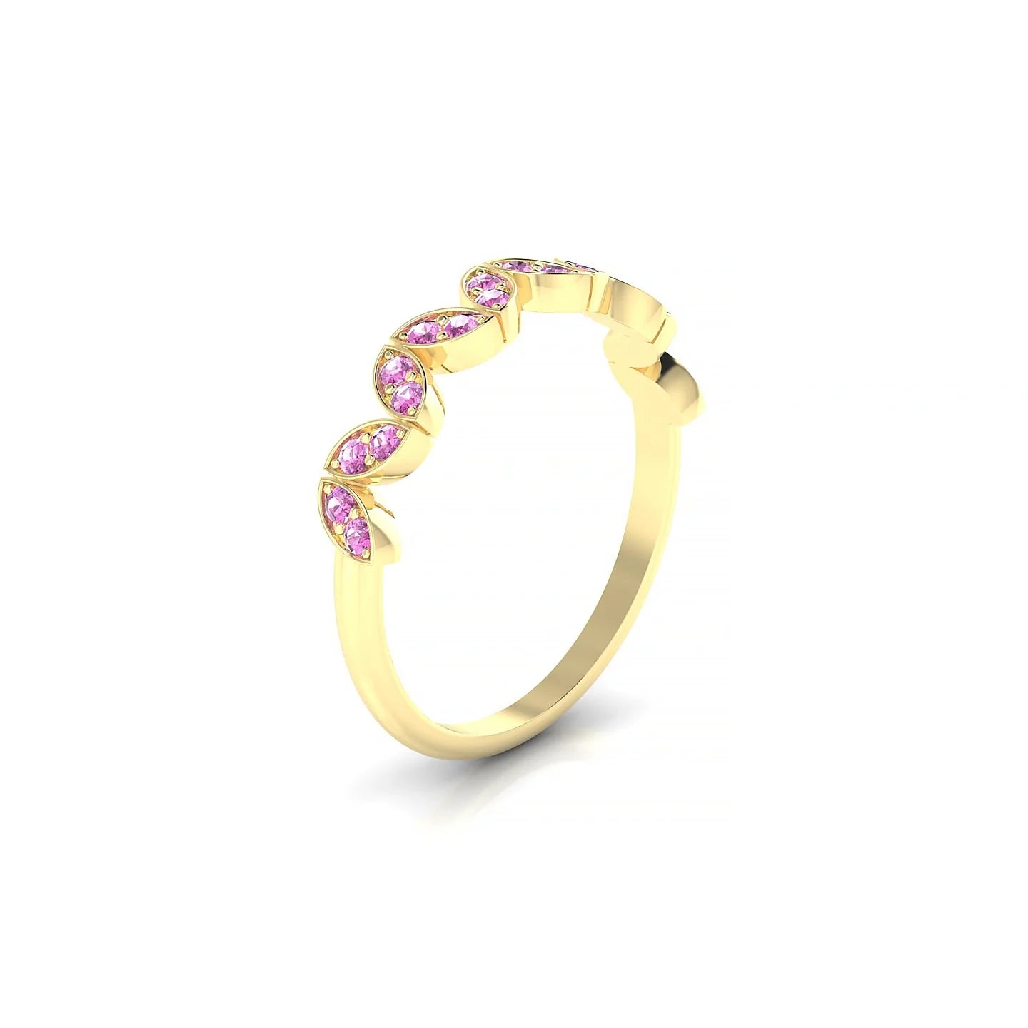 Echo | 18k Yellow Gold 1.3 mm Round Pink Sapphire Ring
