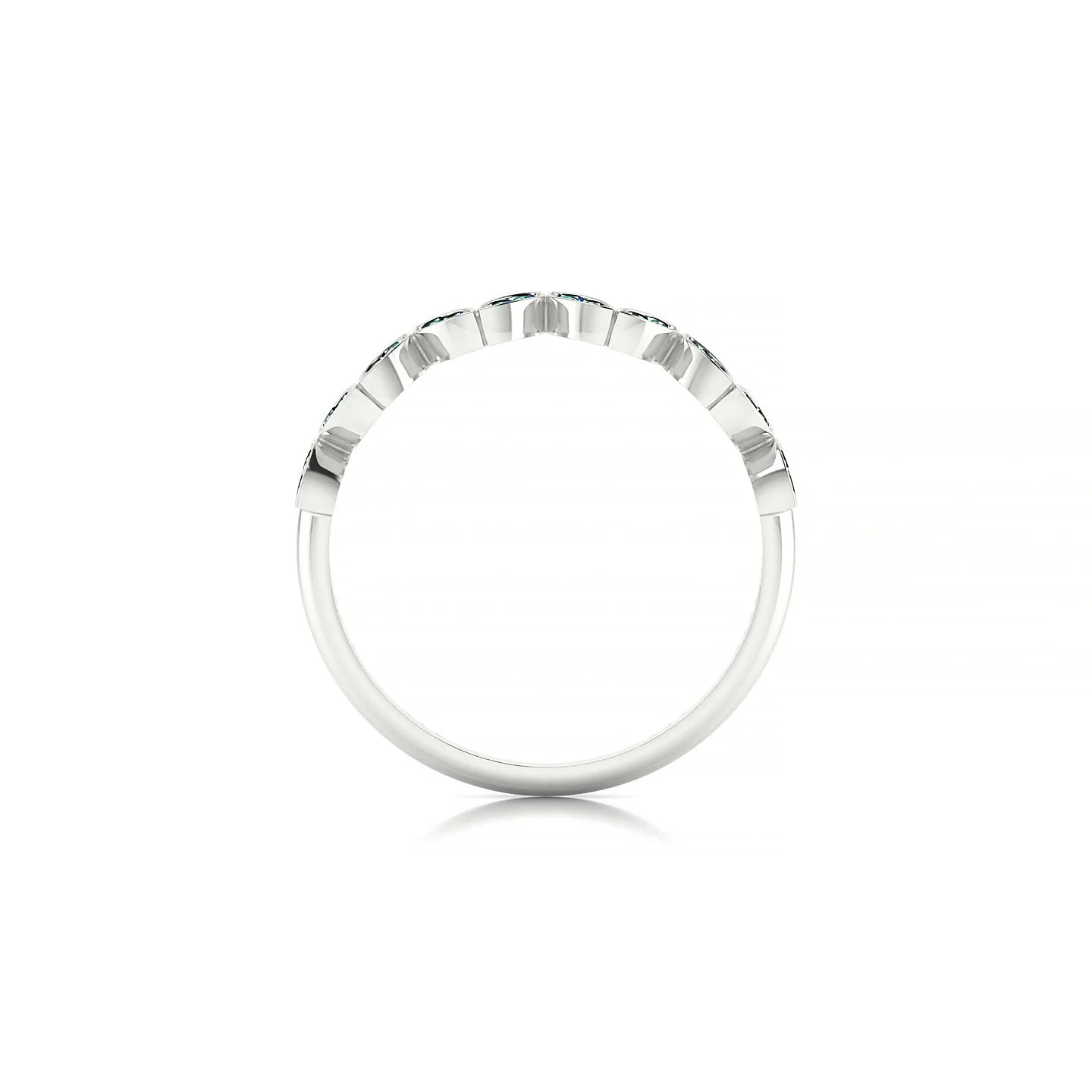 Echo | 18k White Gold 1.3 mm Round Emerald Ring