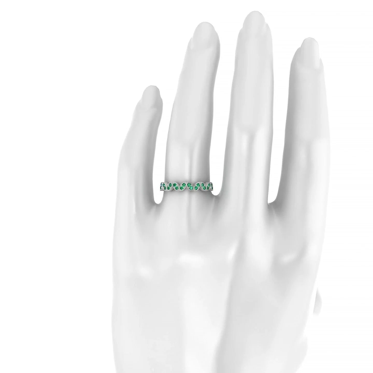 Echo | 18k White Gold 1.3 mm Round Emerald Ring