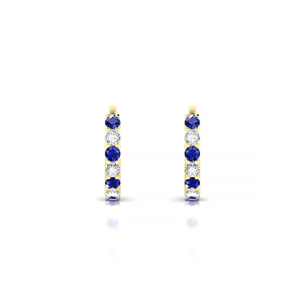 Eden | 18k Yellow Gold 1.7 mm Round Sapphire & Diamond Hoop Earrings