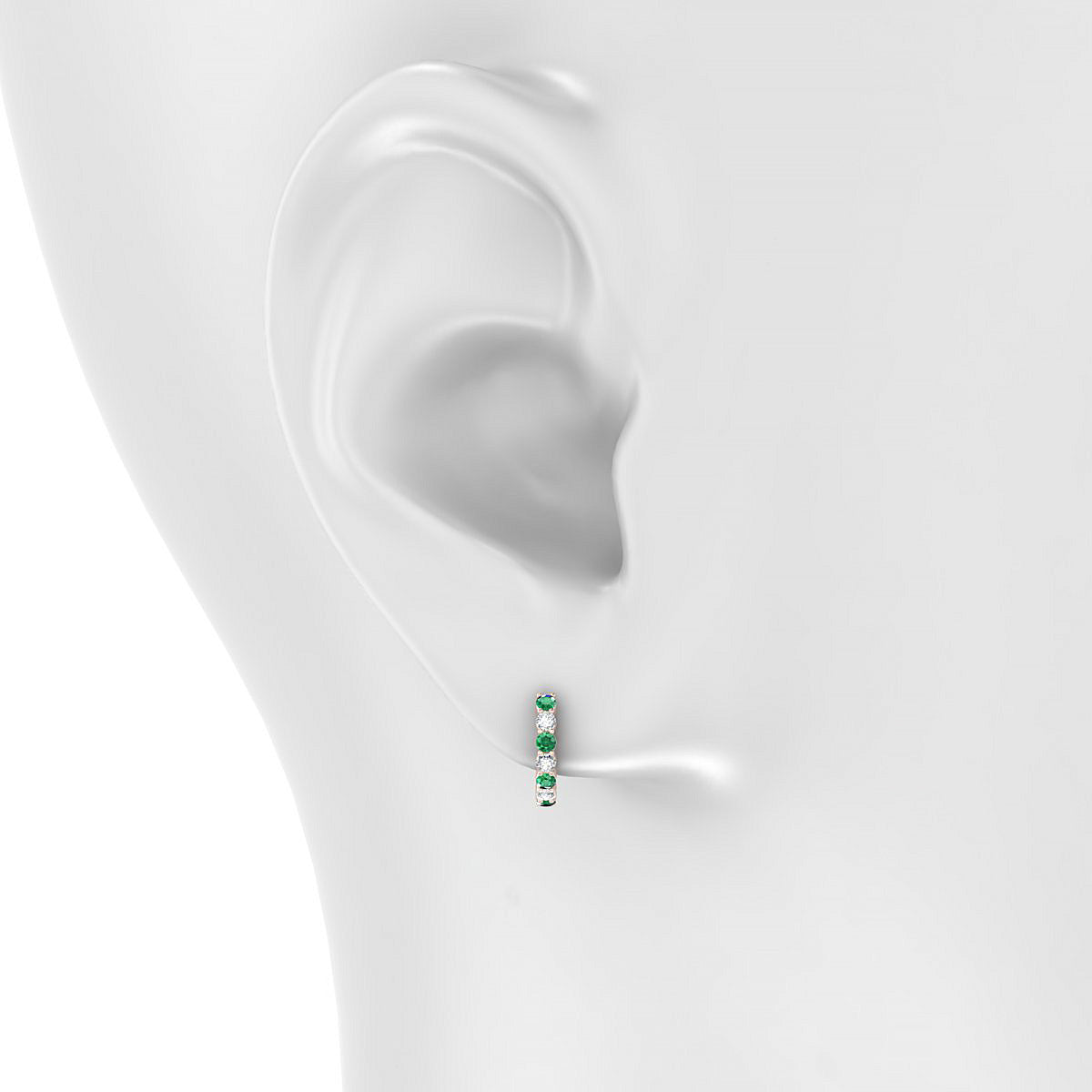 Eden | 18k Rose Gold 1.7 mm Round Emerald & Diamond Hoop Earrings