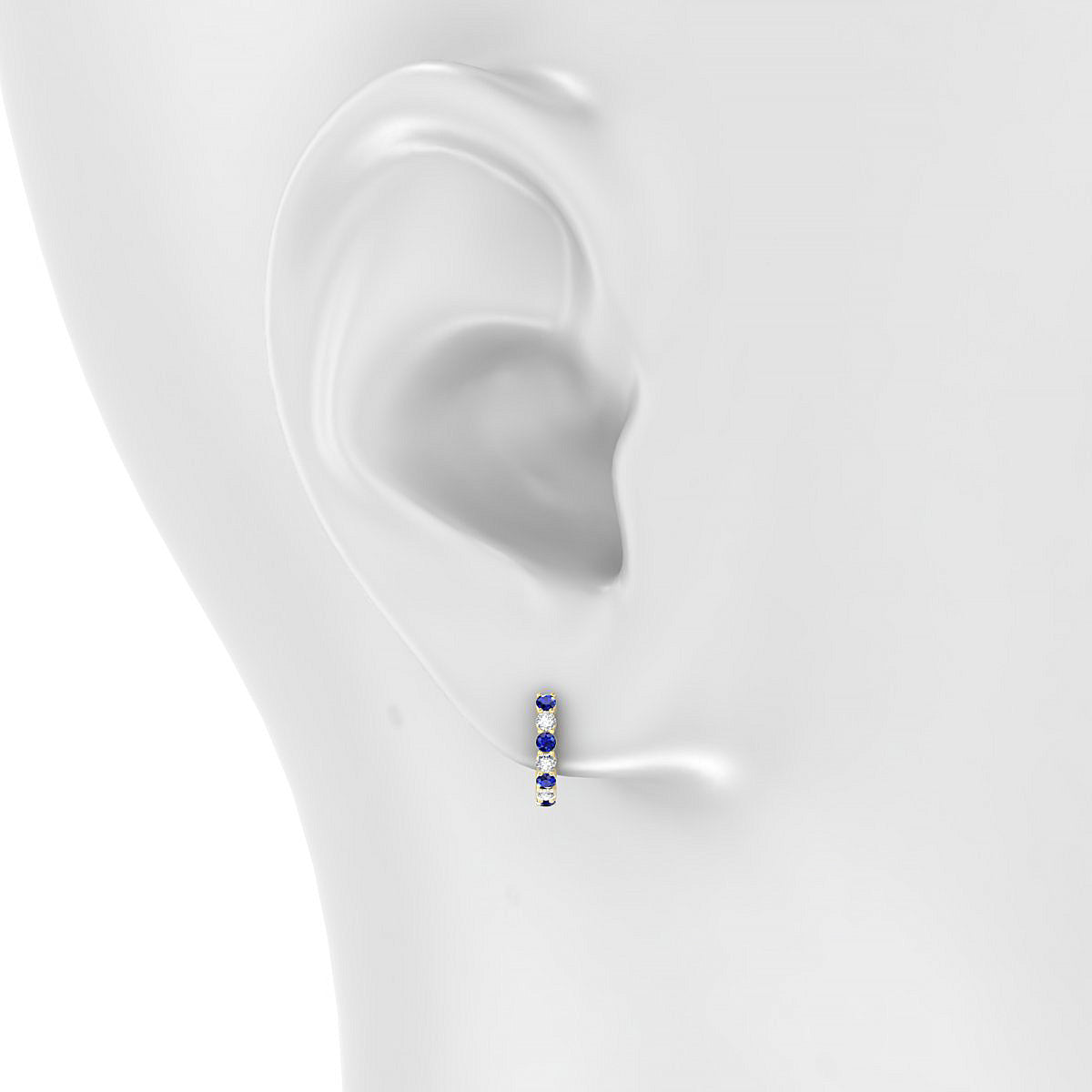 Eden | 18k Yellow Gold 1.7 mm Round Sapphire & Diamond Hoop Earrings