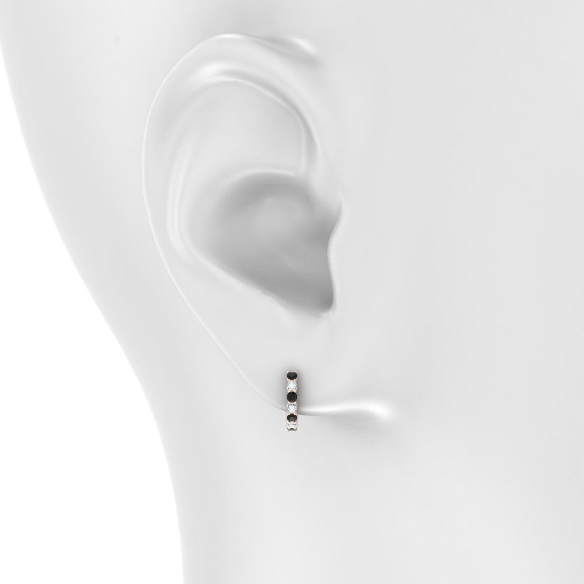 Eden | 18k Rose Gold 1.7 mm Round Black Diamond & Diamond Hoop Earrings
